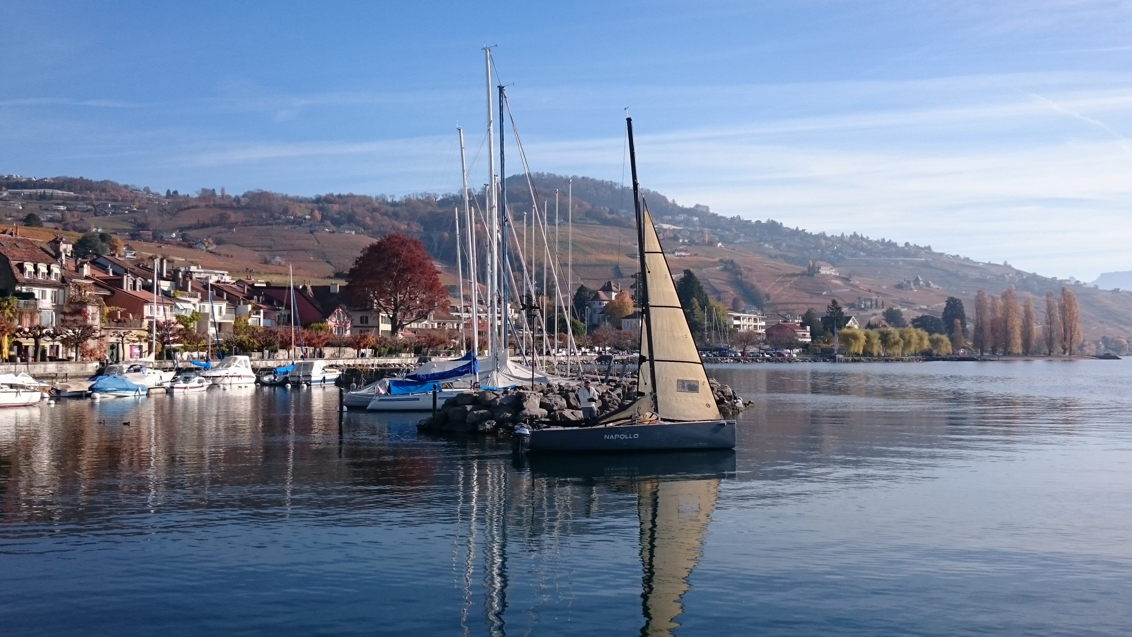 day, architecture, scenics - nature, lake, mode of transportation, waterfront, regatta, mountain, water, no people, sky, ship, mast, switzerland, port, HD Wallpaper