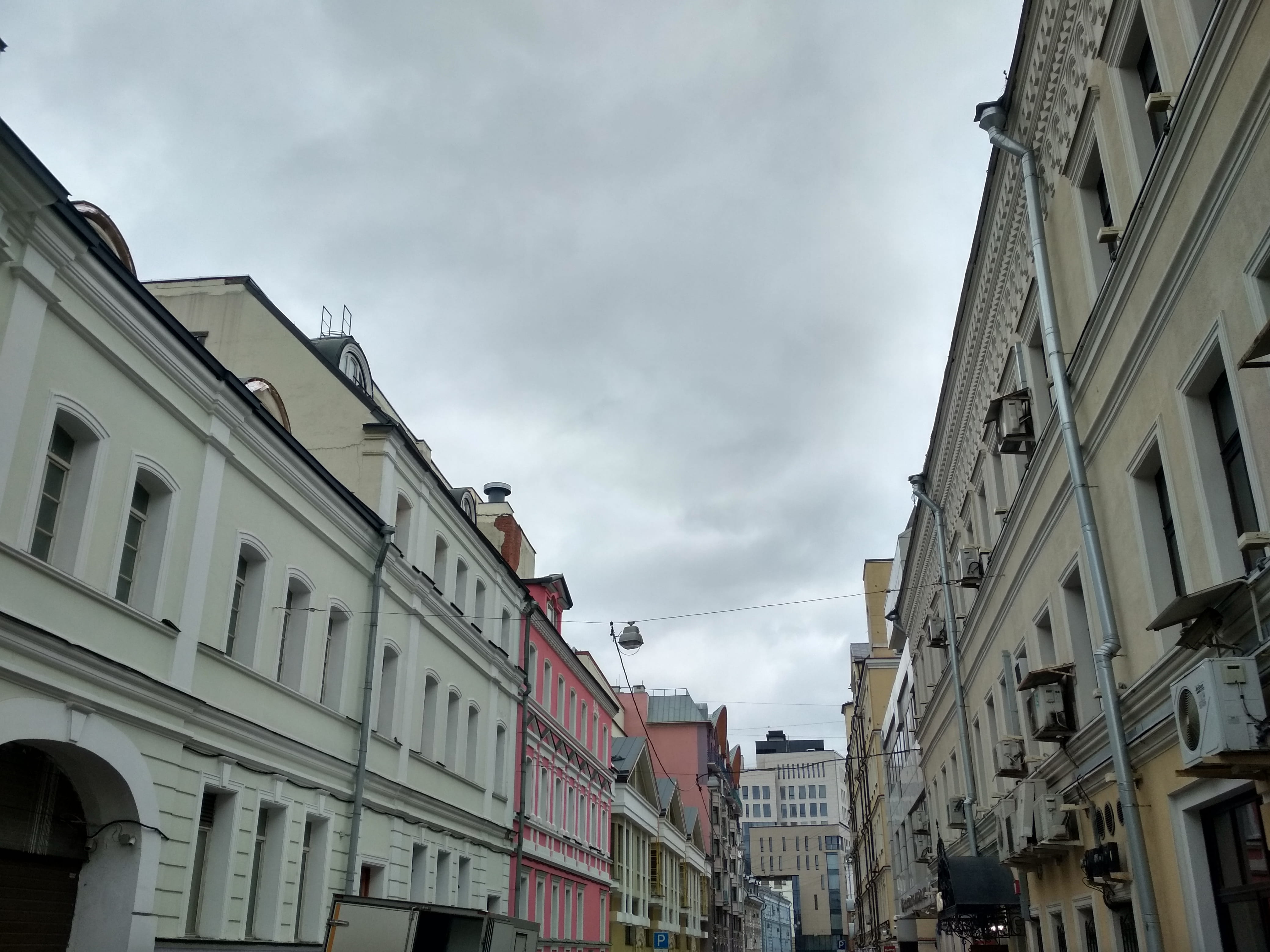 buildings, walkway, pedestrian, tarmac, building, city, building exterior, lighting equipment, ulitsa sretenka, russia, built structure, pavement, street, HD Wallpaper