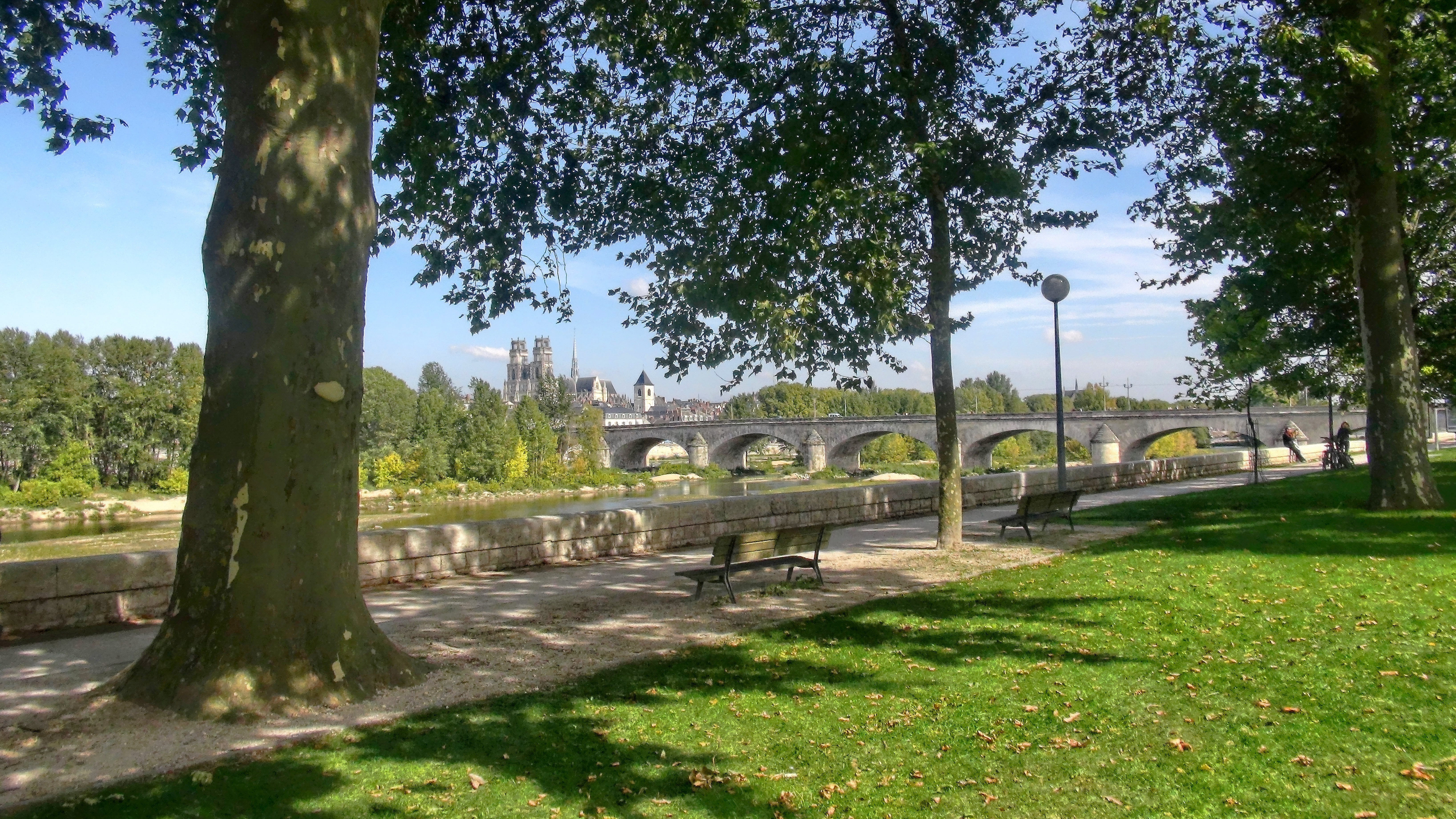 grass, 5K, Bridge, architecture And Buildings, Loire, orleans, nature, Orleans, green Color, shadow, history, outdoors, cemetery, architectural column, HD Wallpaper