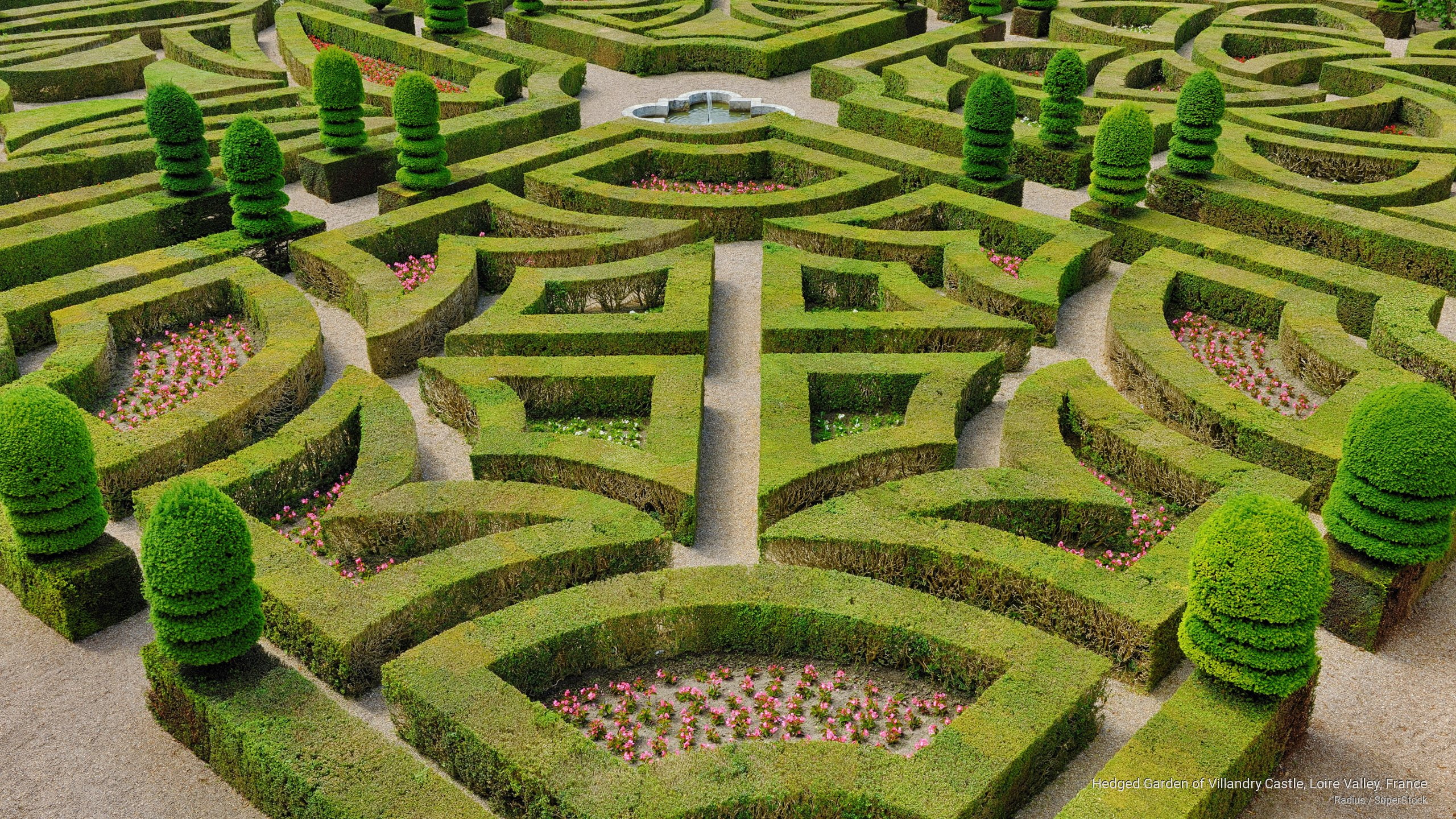 Flowers/Gardens, villandry, castle, 2K, hedged, valley, garden, loire, france, HD Wallpaper