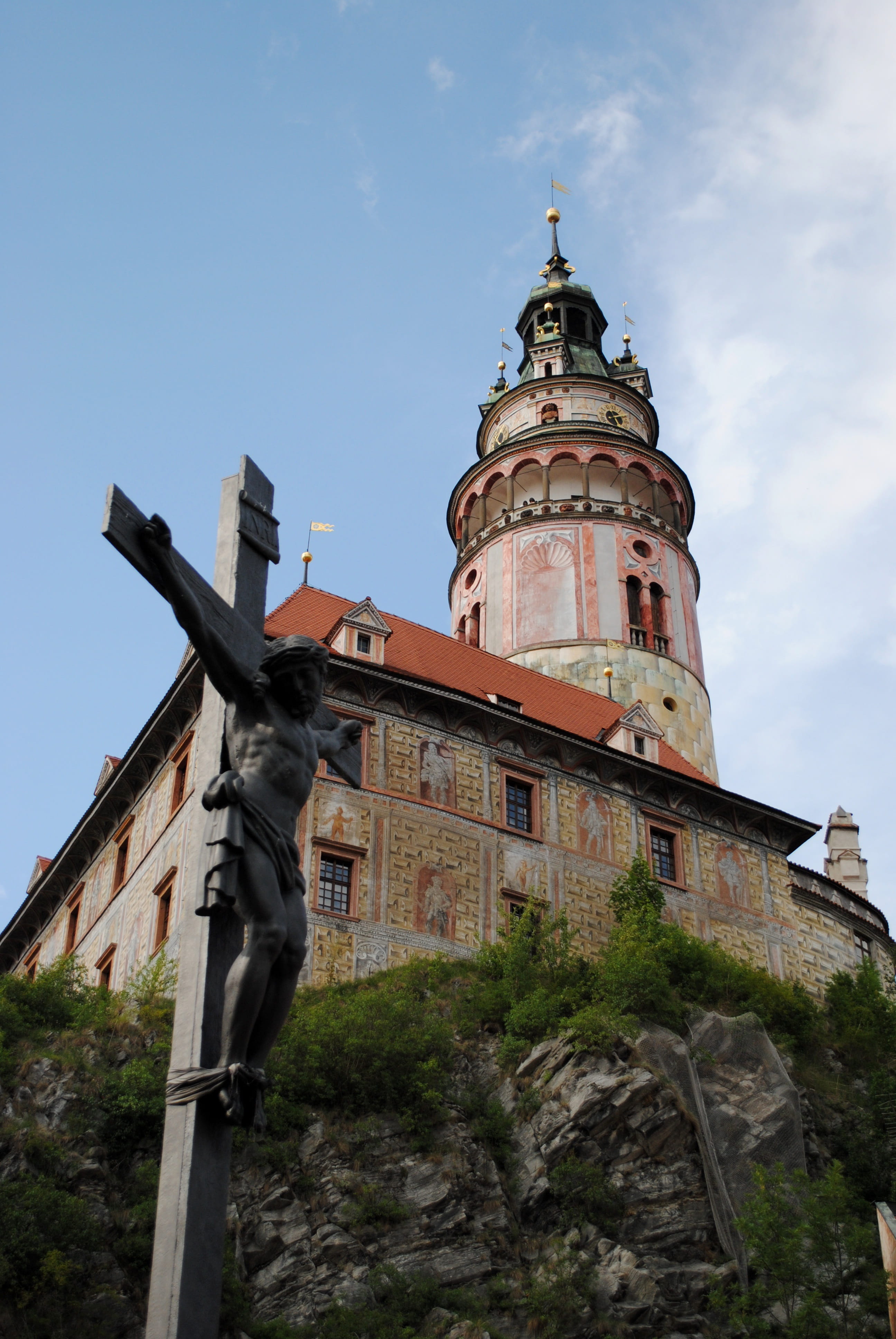 czech krumlov, outdoors, Krumlov, cloud - sky, jesus christ, religion, architecture, sky, no people, Czech, day, tower, building exterior, Castle, the past, Phone HD Wallpaper