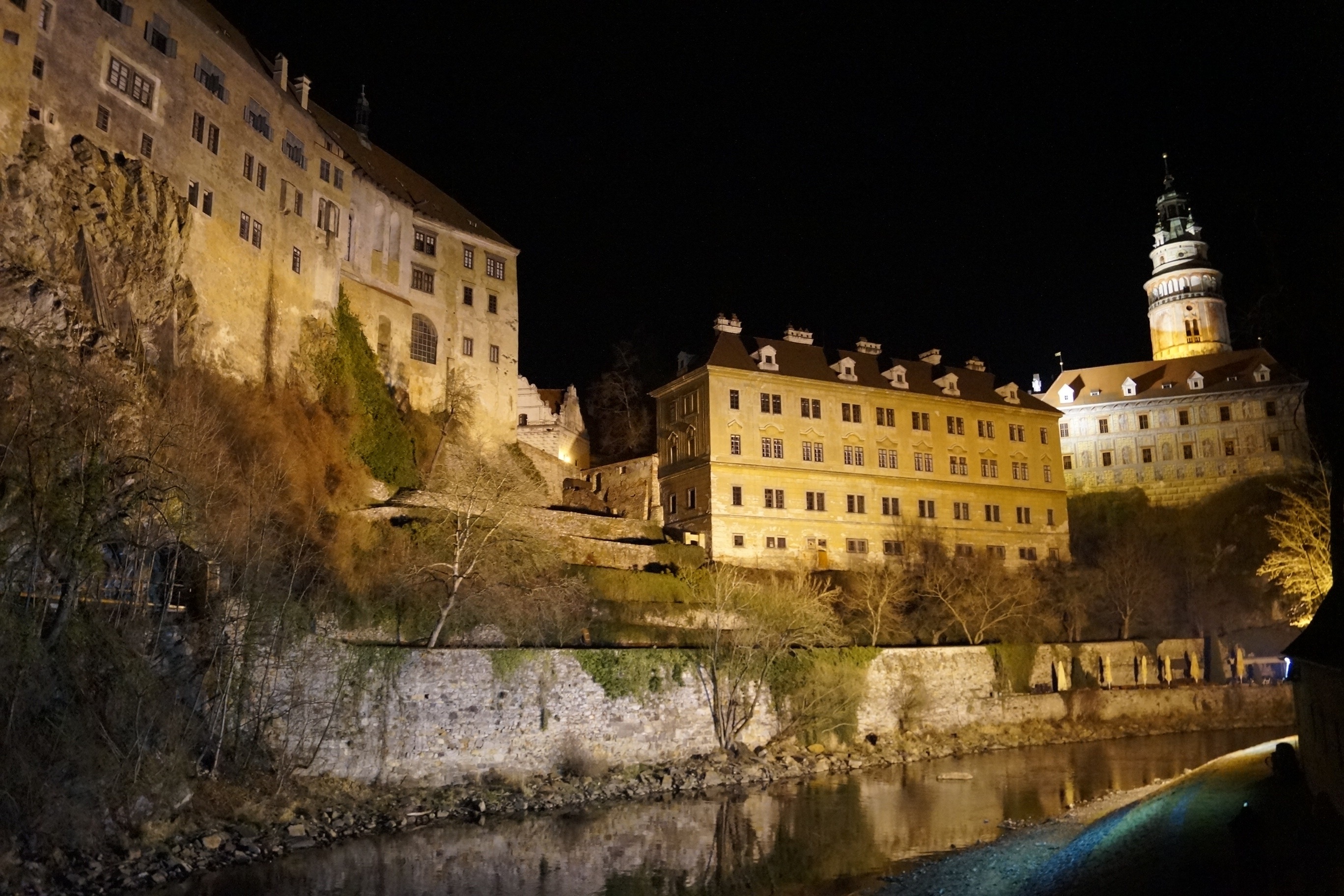 no people, old, nature, castle, night, history, czech republic, travel destinations, illuminated, built structure, city, architecture, the past, wall, at night, HD Wallpaper