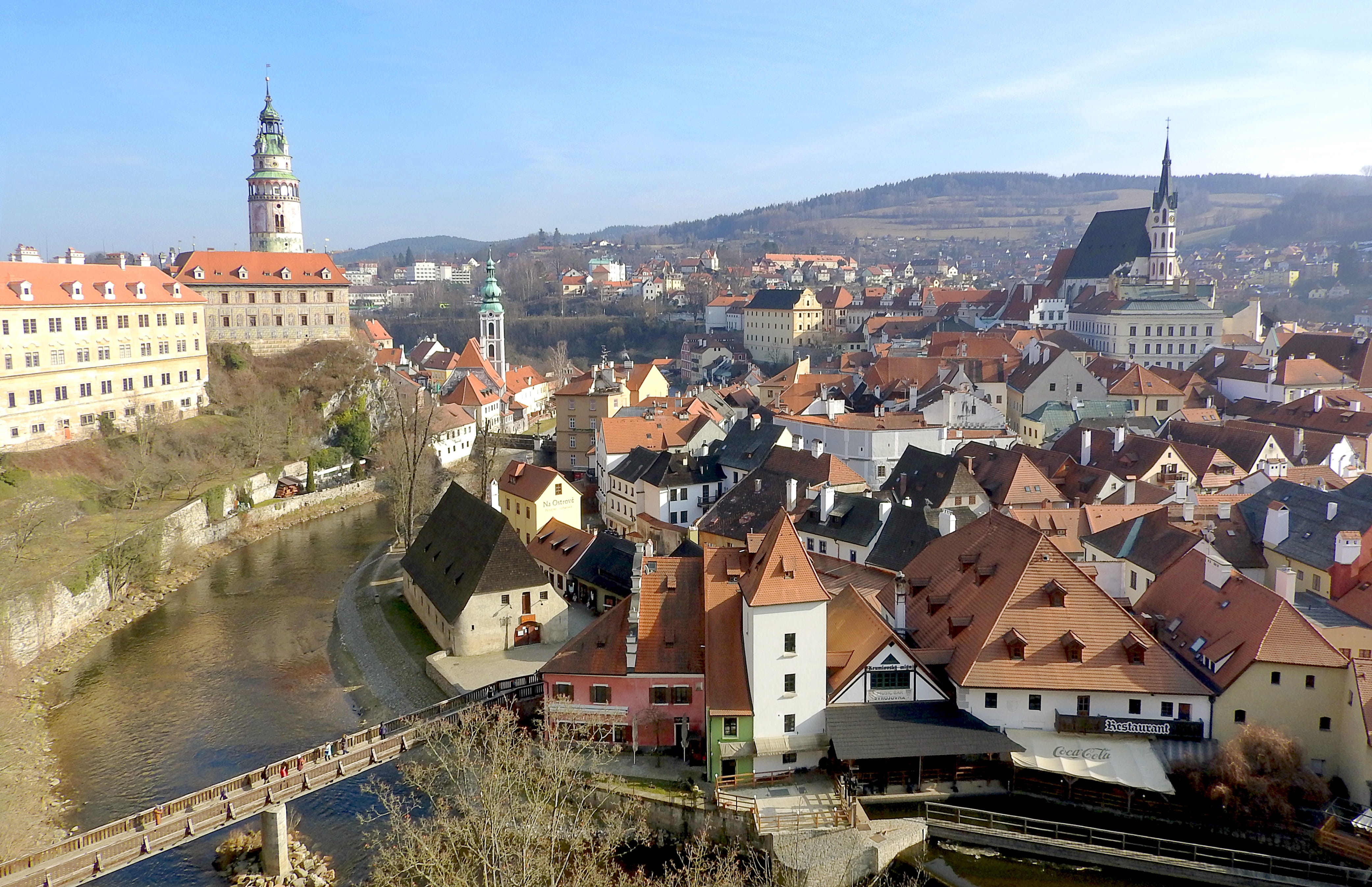 czech krumlov, czech republic, day, residential district, unesco, cityscape, sky, krumlov, building, high angle view, old town, outdoors, tourism, nature, HD Wallpaper