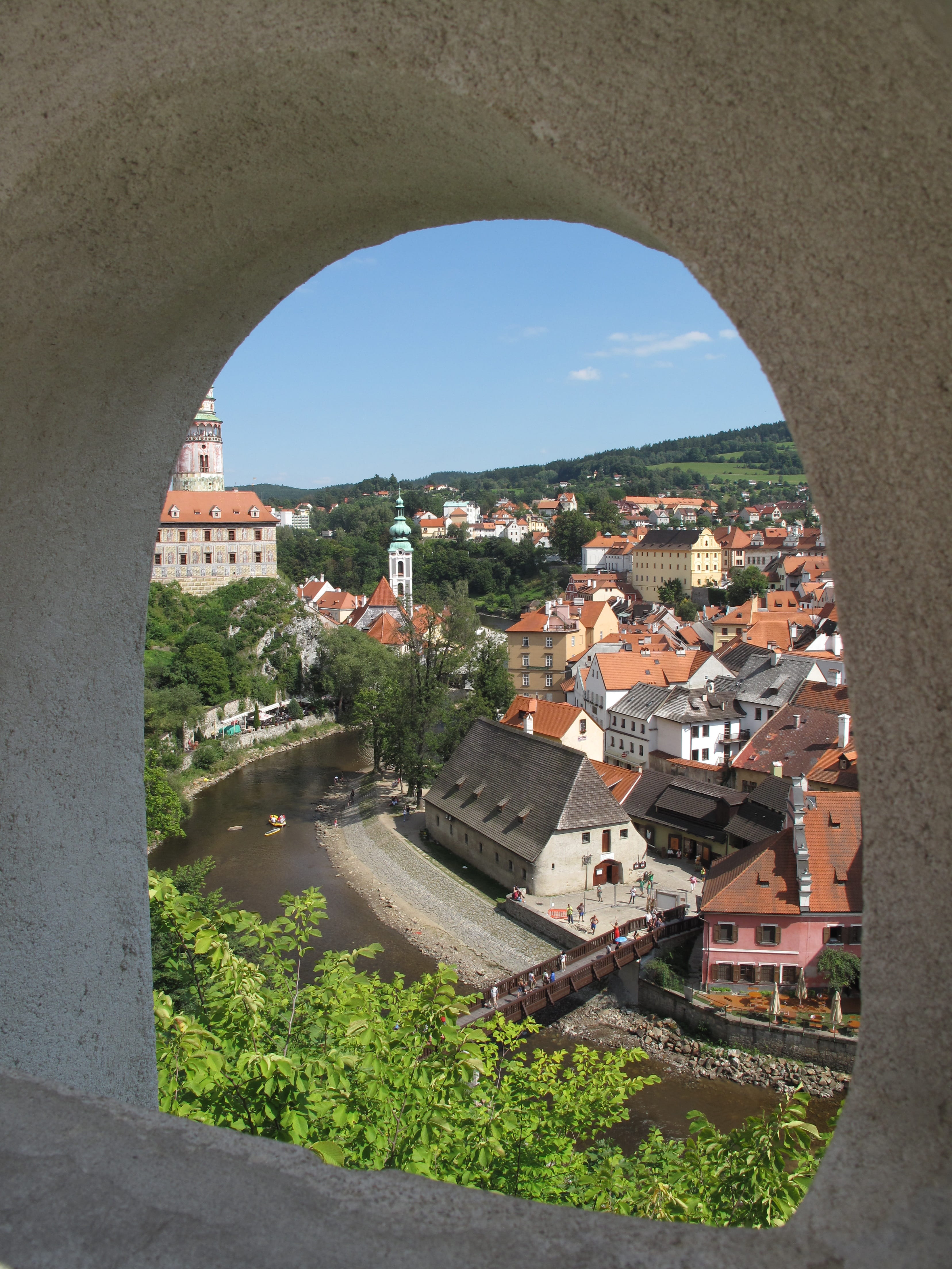 medieval village, high angle view, building exterior, architecture, Czech Republic, republic, community, cityscape, sunlight, cesky, townscape, built structure, Phone HD Wallpaper