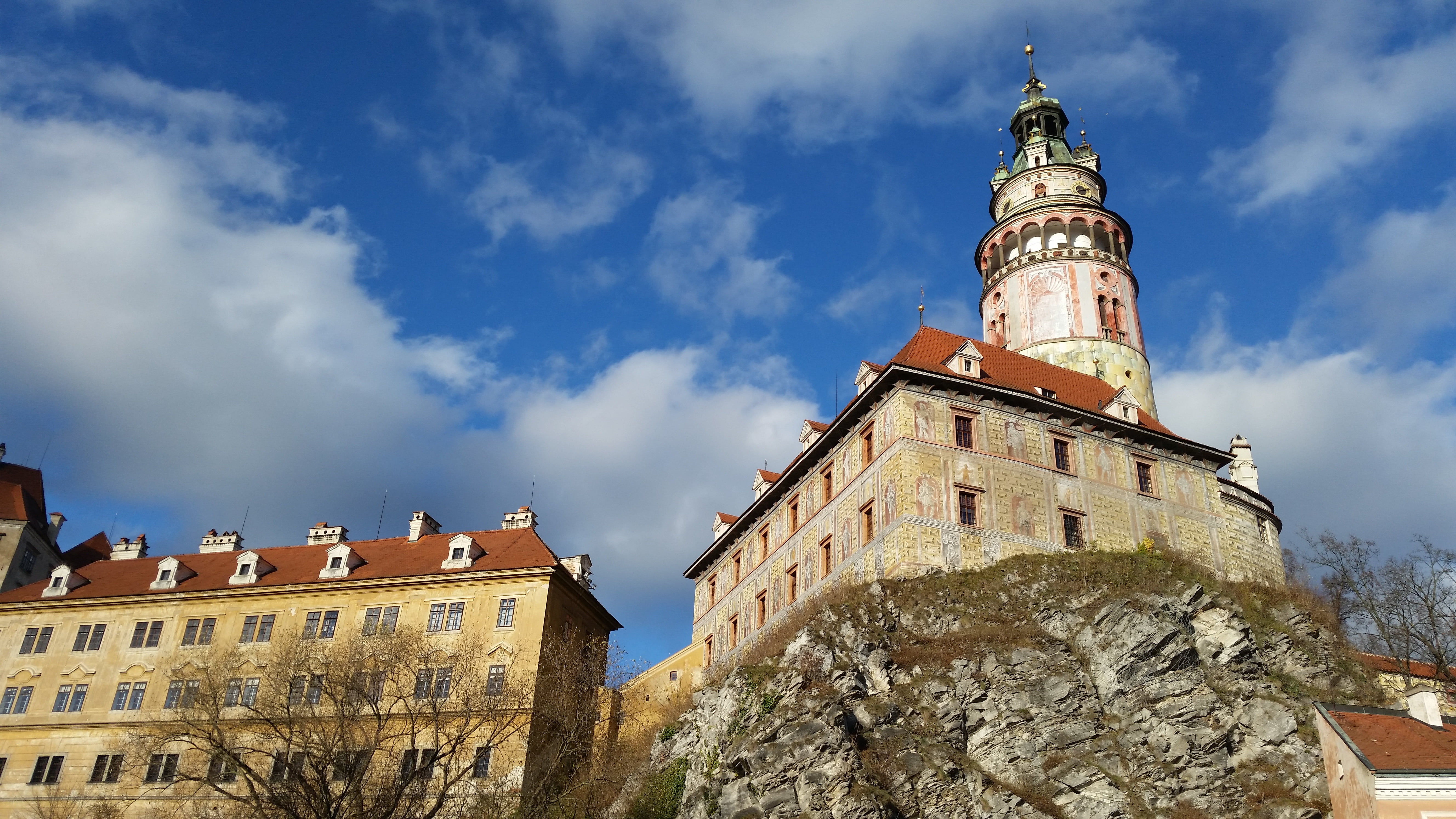 nature, tower, sky, fort, history, day, the past, no people, building exterior, clock, cesky krumlov kkeurom, castle, built structure, architecture, tree, HD Wallpaper