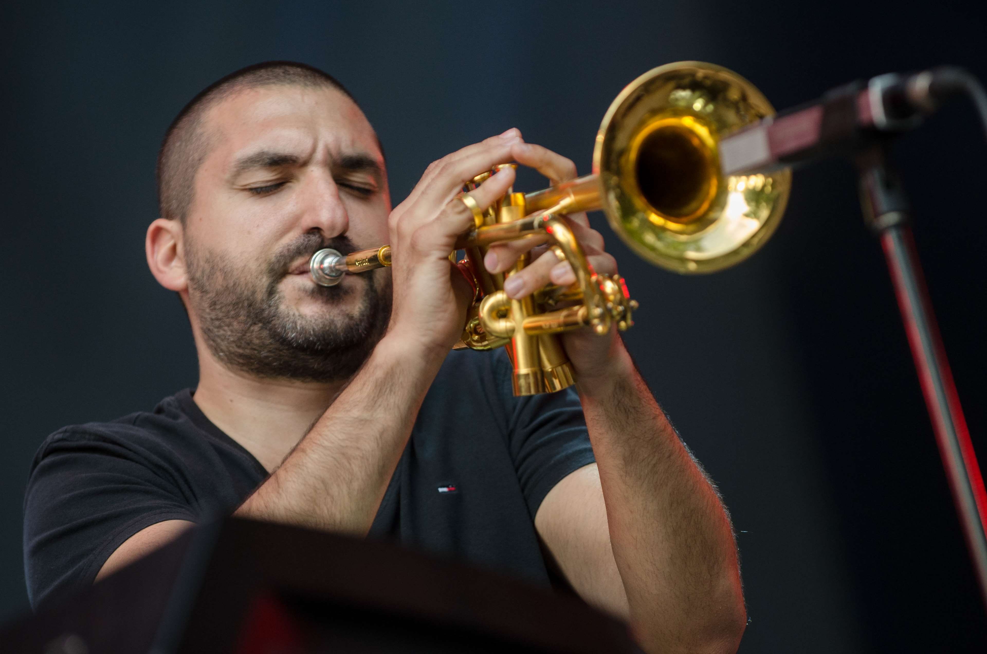 4K, nightlife, ibrahim maalouf les ardentes 2016, skill, holding, headshot, adult, brass instrument, one person, men, arts culture and entertainment, brass, HD Wallpaper