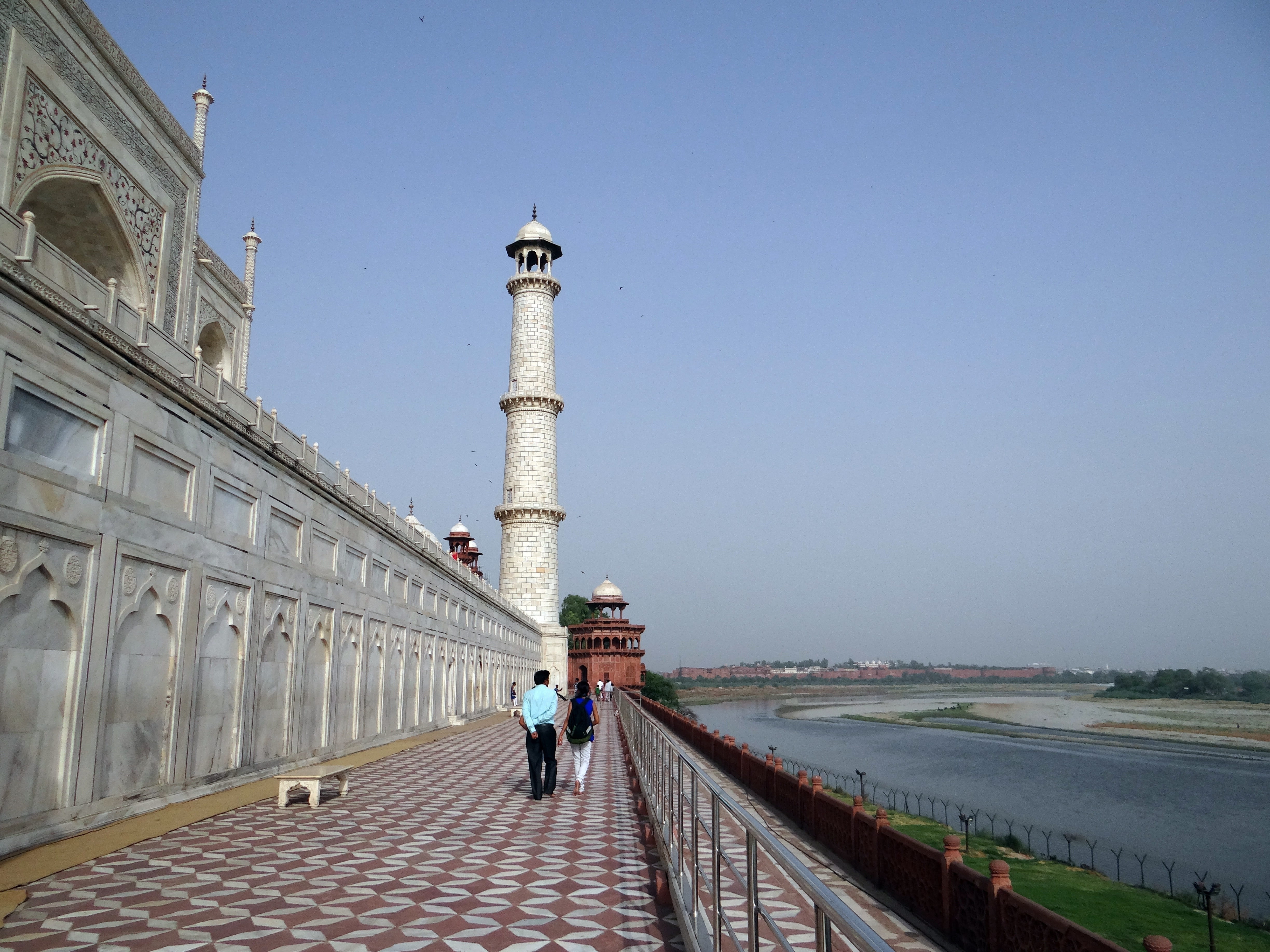 adults only, architecture, Taj Mahal, travel destinations, city, River, sky, river side, built structure, adult, building, the past, travel, North-West, HD Wallpaper