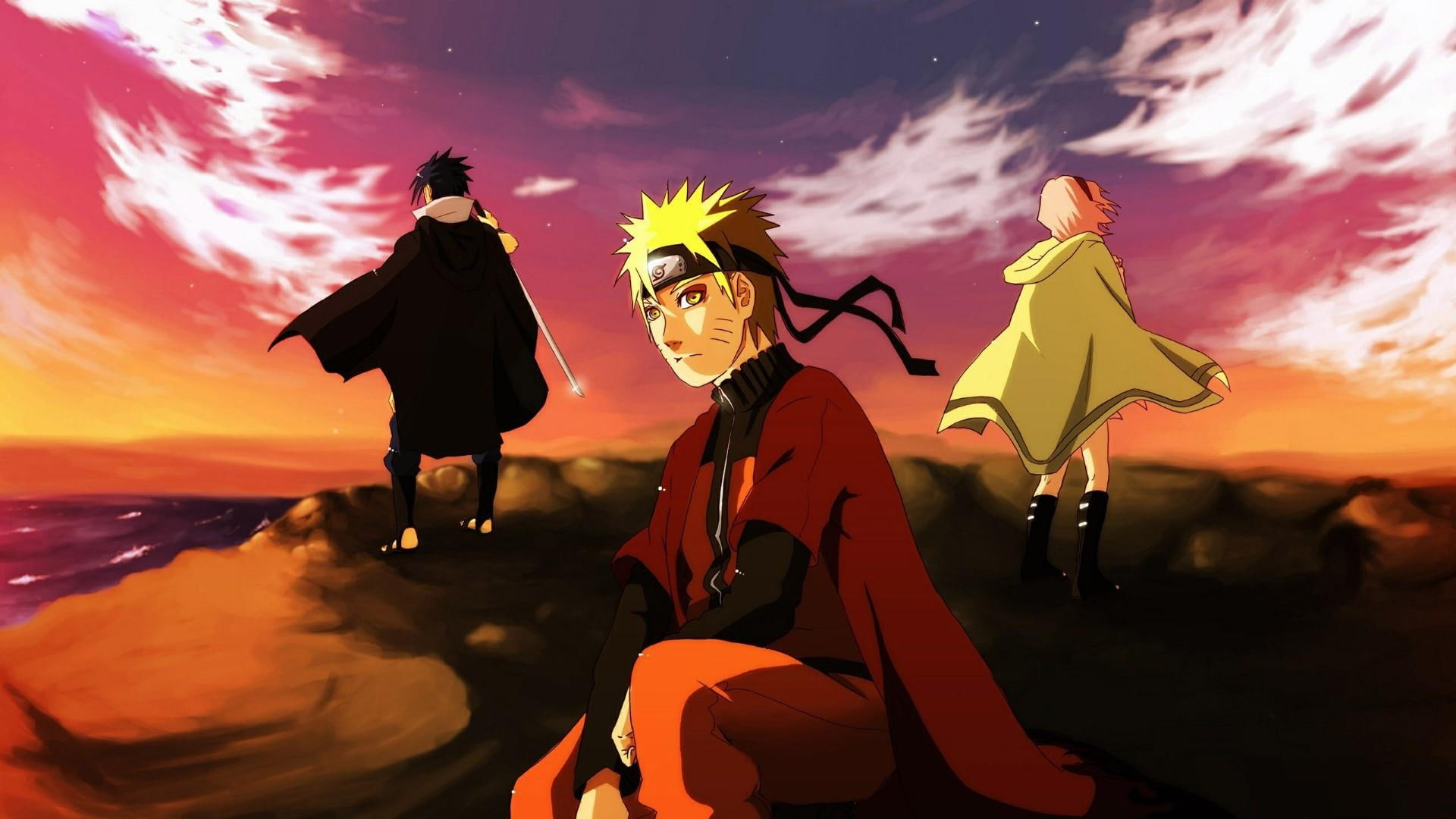 1080P, sasuke uchiha, naruto uzumaki, naruto shippuden, naruto, sakura haruno, anime, HD Wallpaper