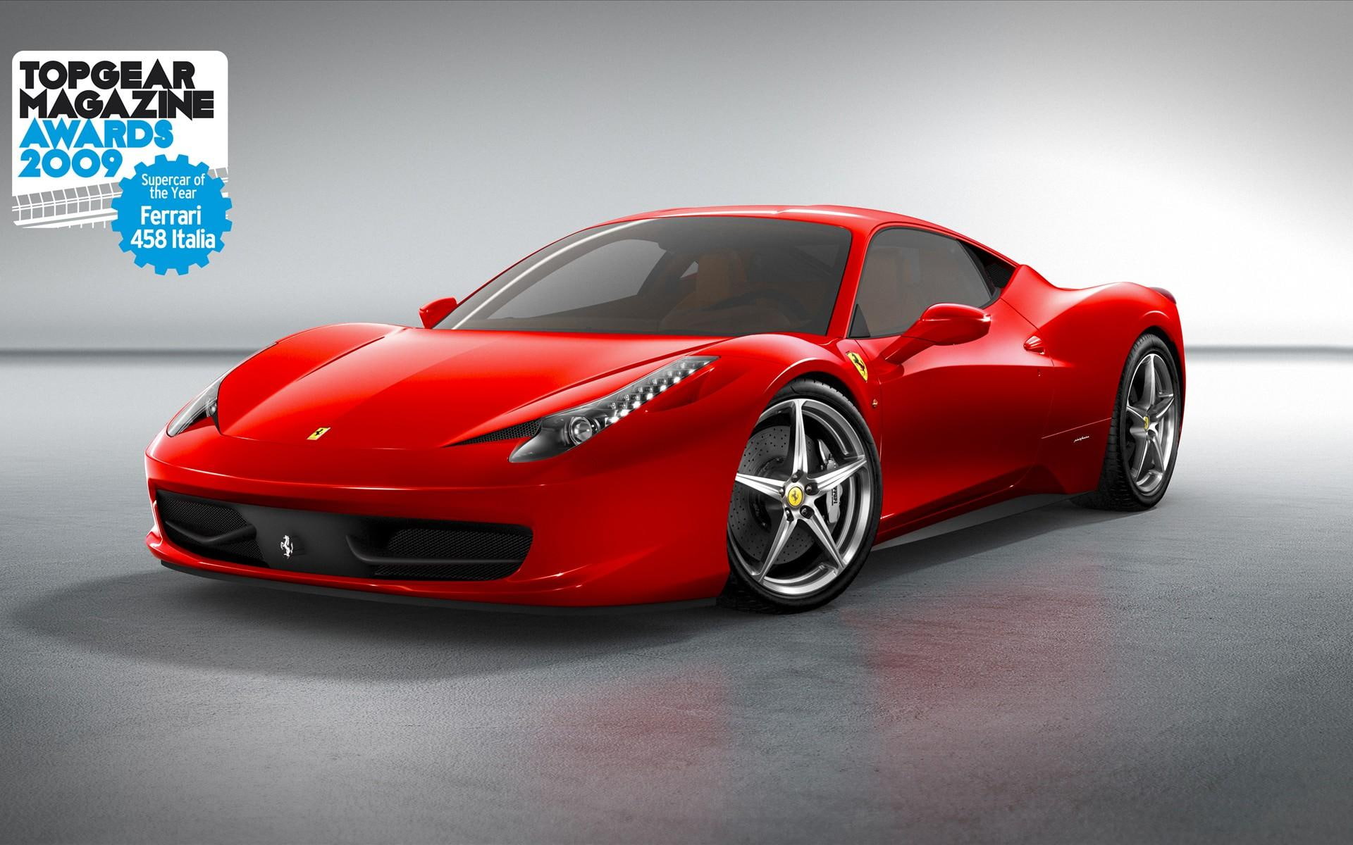 ferrari, supercar, red, 2009, 1080P, car, year, italia, luxury, HD Wallpaper