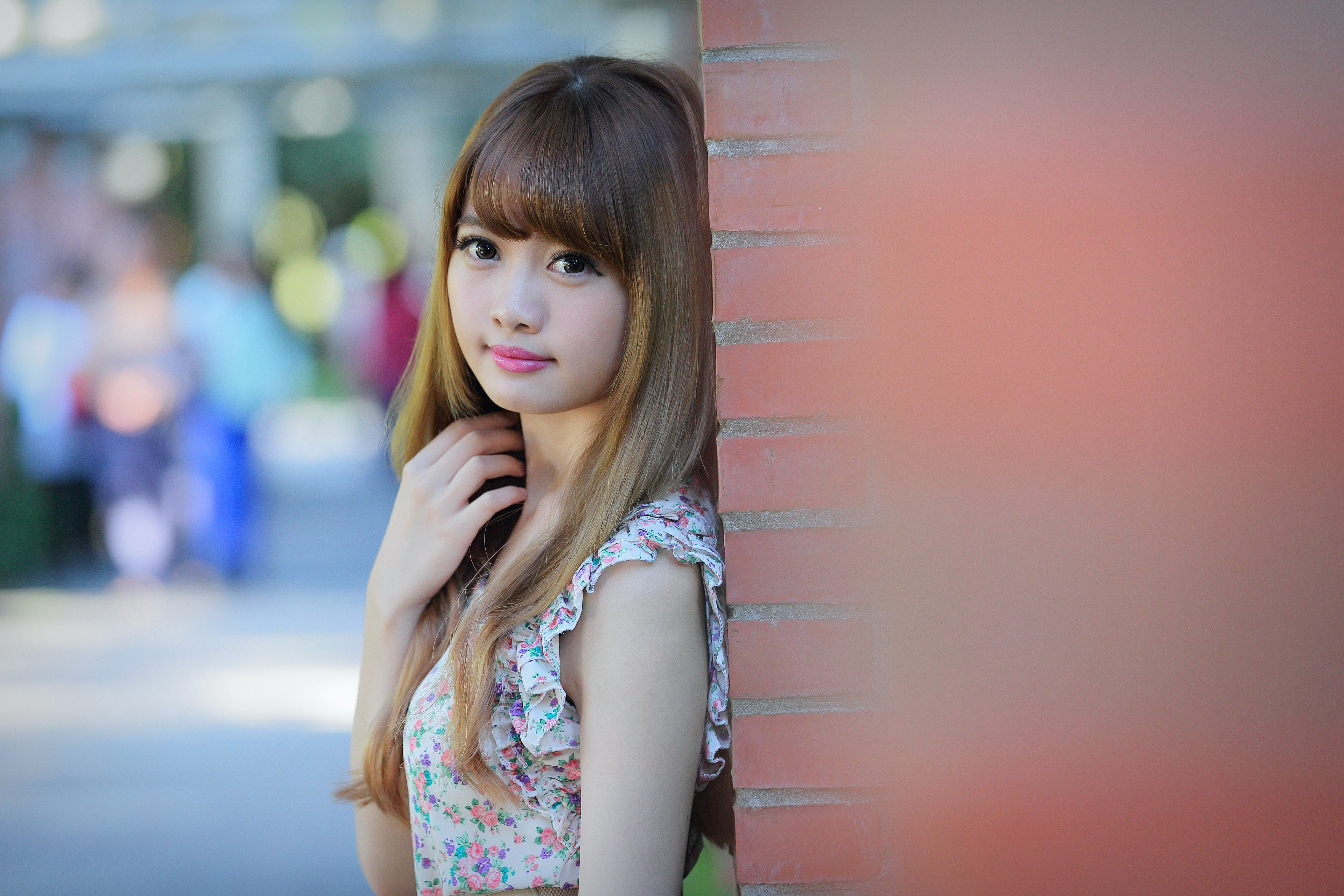 leisure activity, bangs, real people, 5K, looking at camera, brown hair, young adult, teenager, beautiful woman, women, portrait, casual clothing, young women, HD Wallpaper