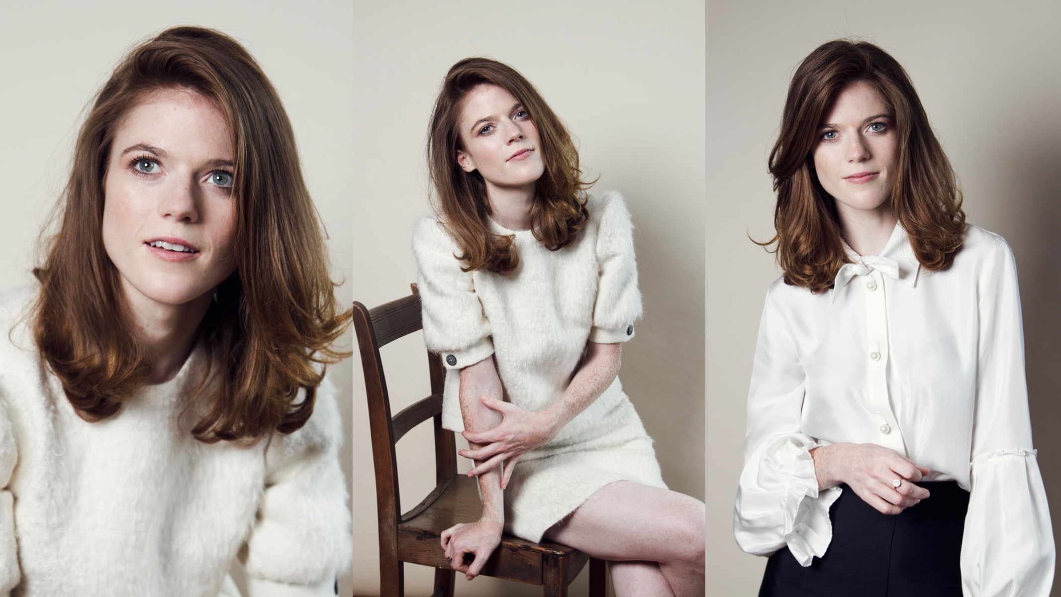 beauty, 1080P, Rose Leslie, indoors, long hair, women, front view, young women, young adult, beautiful woman, portrait, casual clothing, teenager, hairstyle, HD Wallpaper