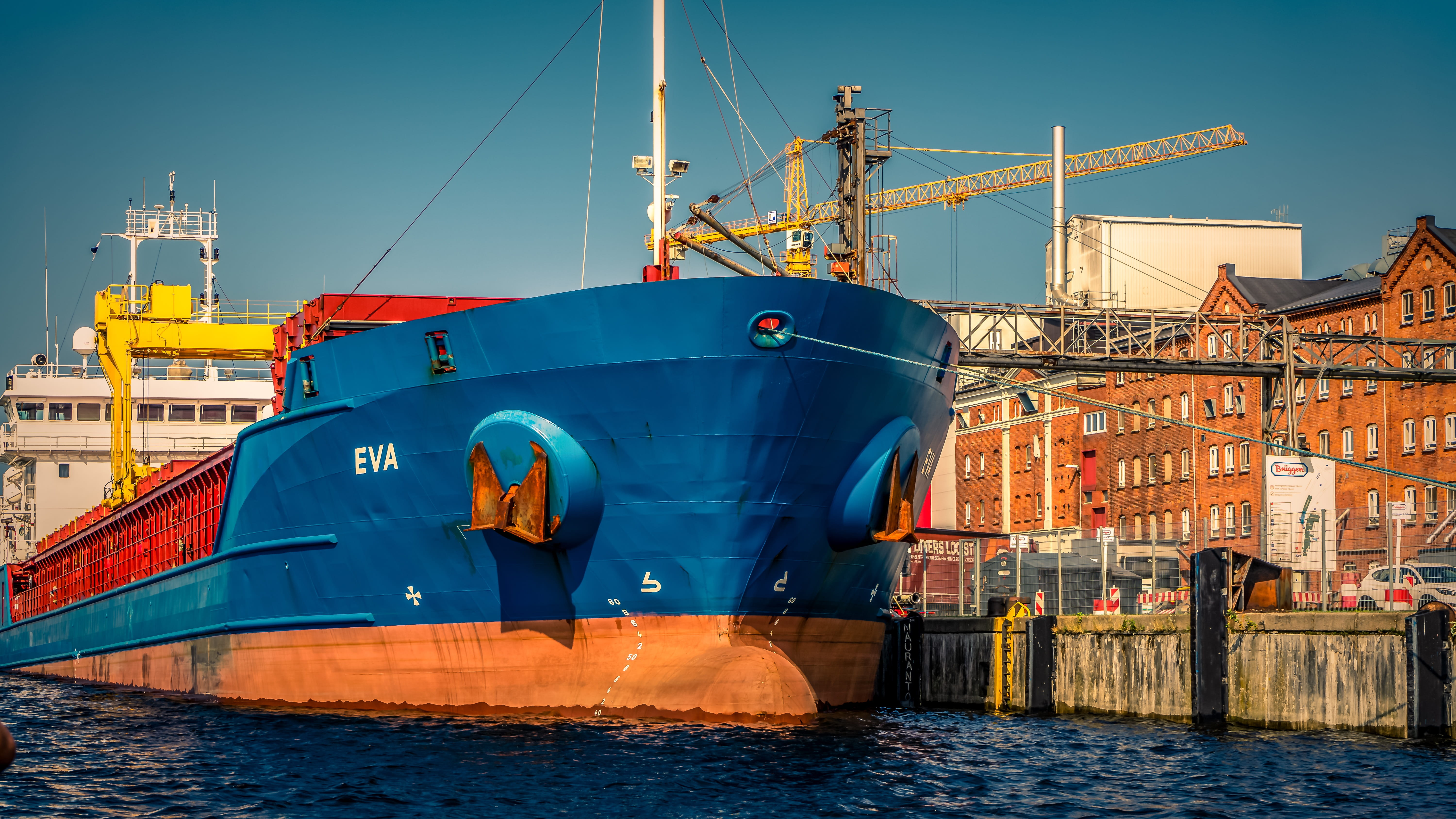 trade, waterfront, water, shipping, sea, nautical vessel, 5K, container ship, container, mode of transportation, lübeck, sailboat, business, blue, ship, HD Wallpaper