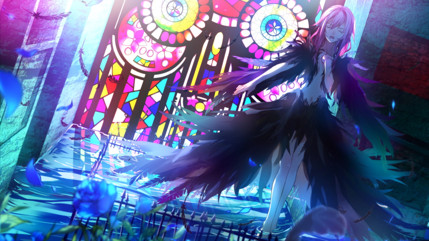 stained glass, 720P, manga, Yuzuriha Inori, black, Guilty Crown, anime, HD Wallpaper