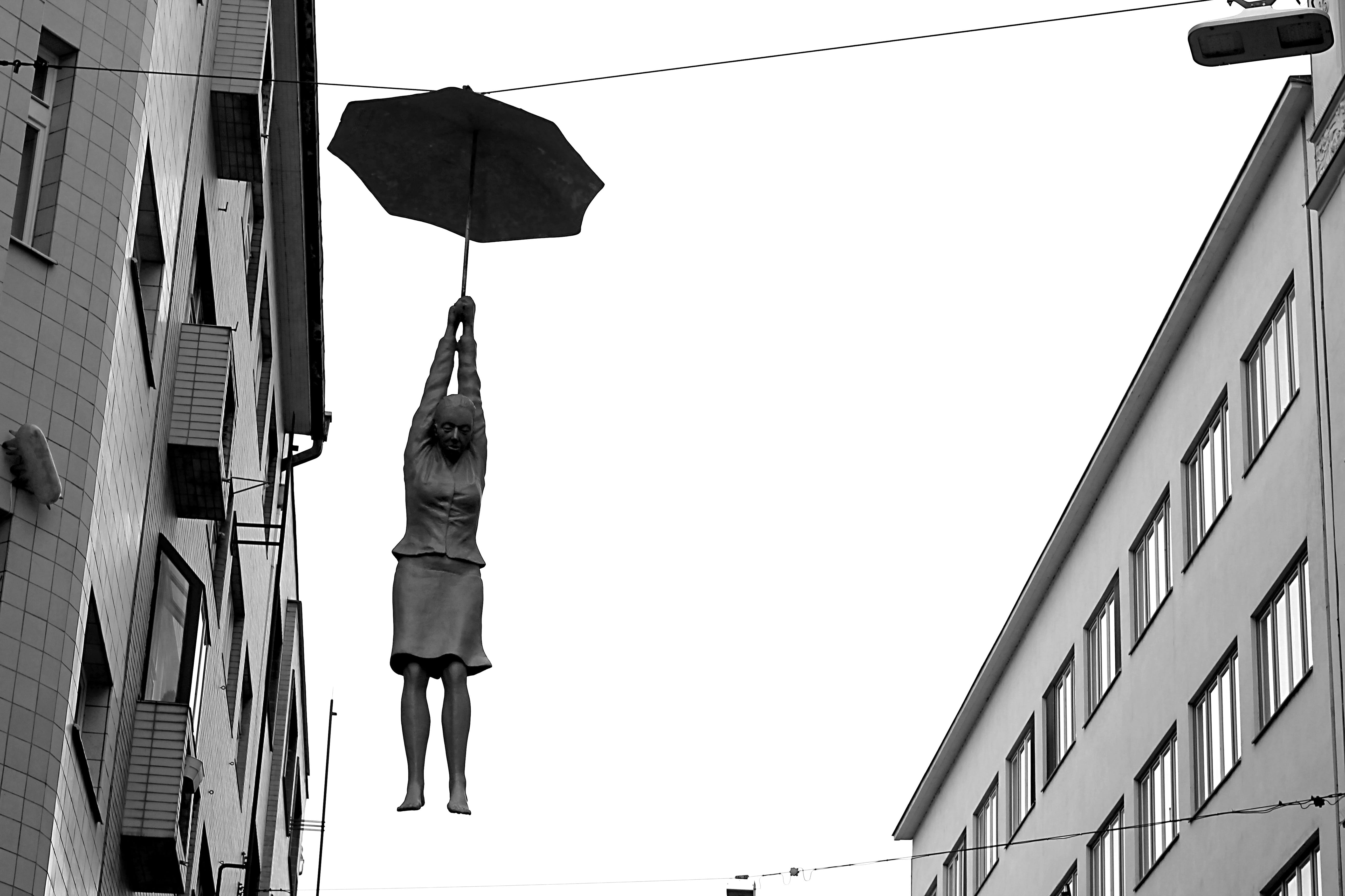 urban, modern architecture, futuristic, no people, sculpture, nature, art, light, umbrella, 5K, outdoors, building, wall - building feature, perspective, HD Wallpaper