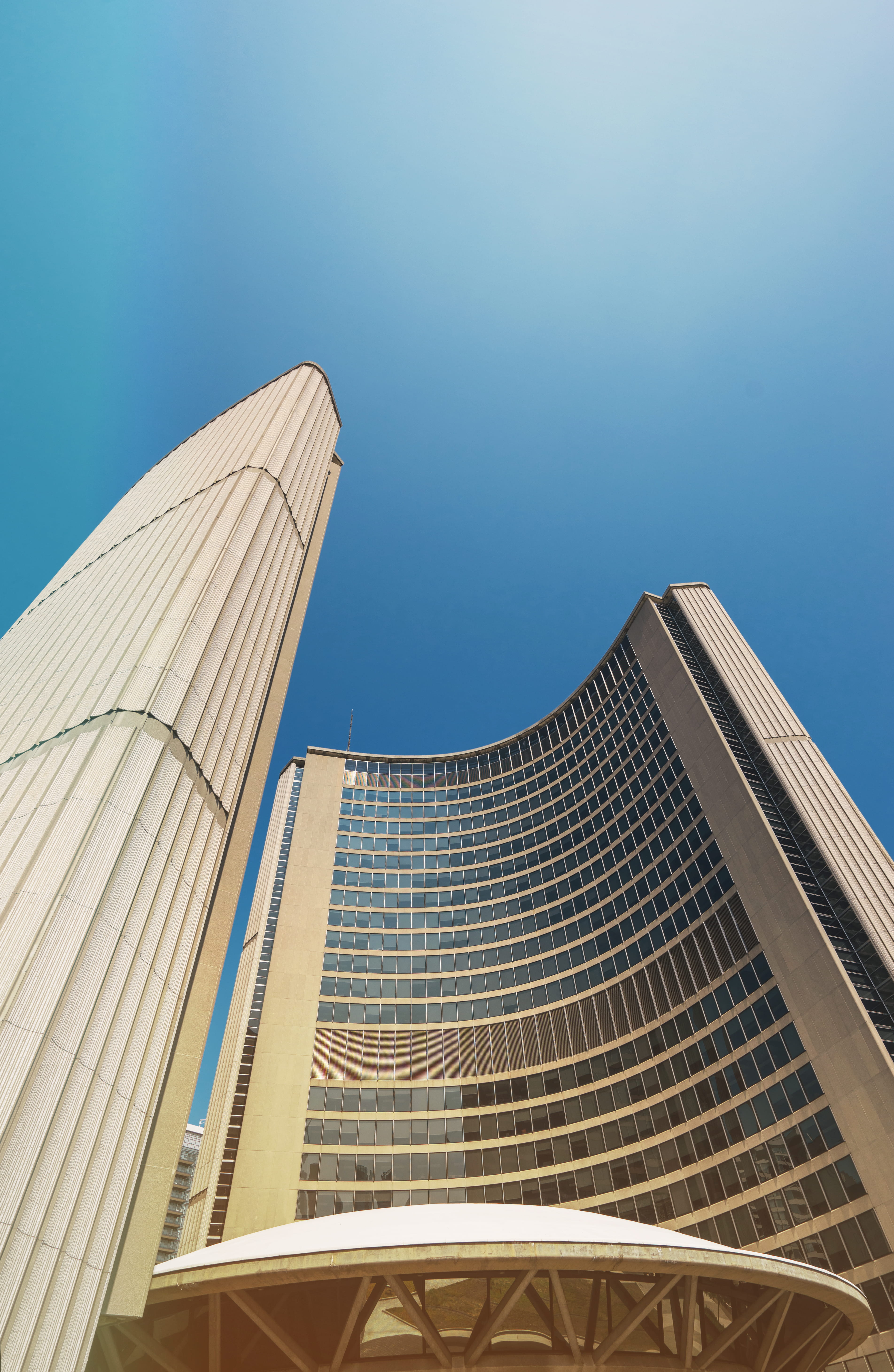 steeple, skyscraper, building exterior, spire, modern, building, concrete, office building exterior, day, 5K, canada, outdoors, town, clear sky, structure, Phone HD Wallpaper