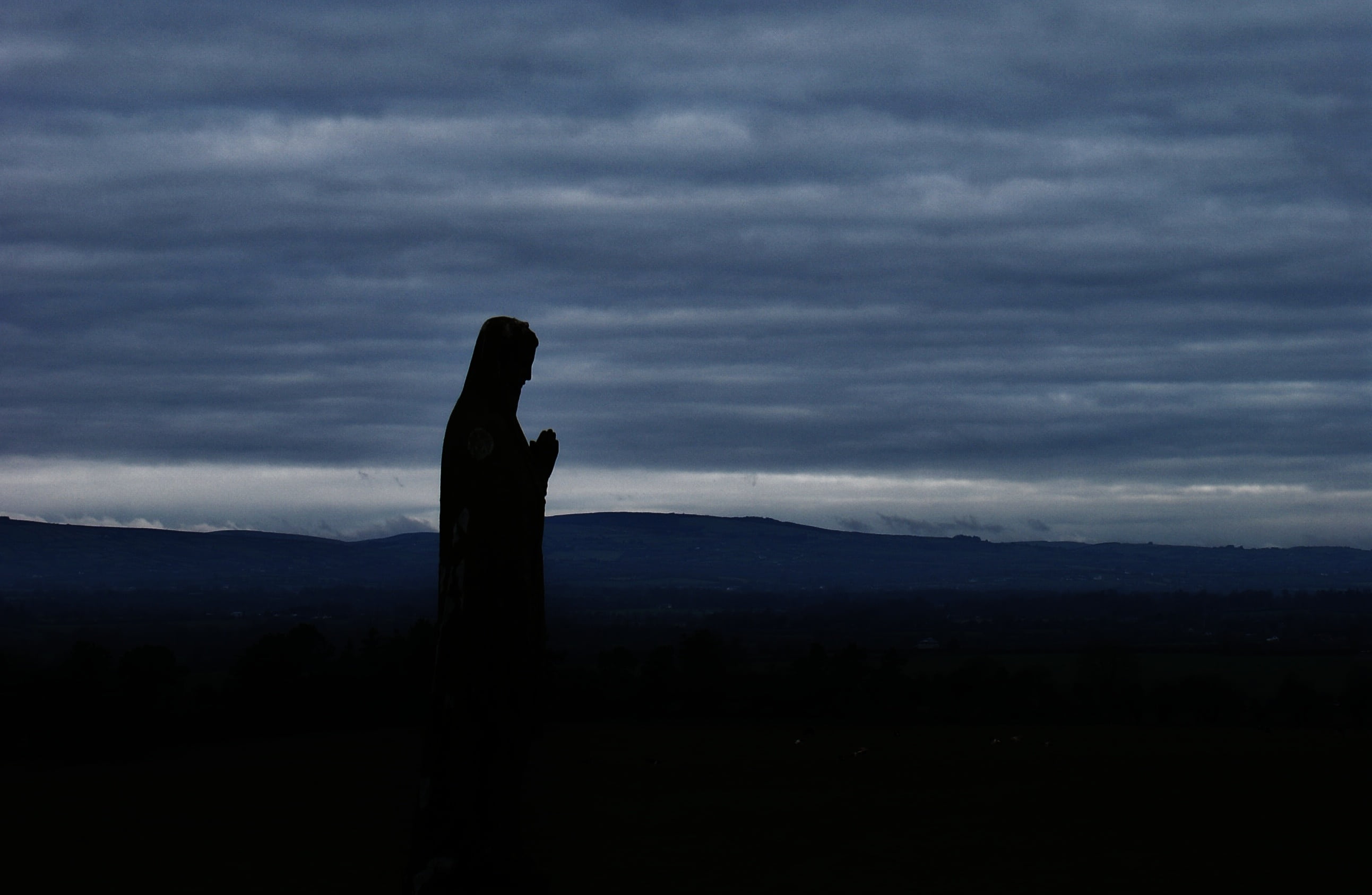 depression - sadness, christ, christianity, catholic, pray, 2K, landscape, sacred, holy, nature, dusk, spiritual, one person, christmas, beauty in nature, HD Wallpaper