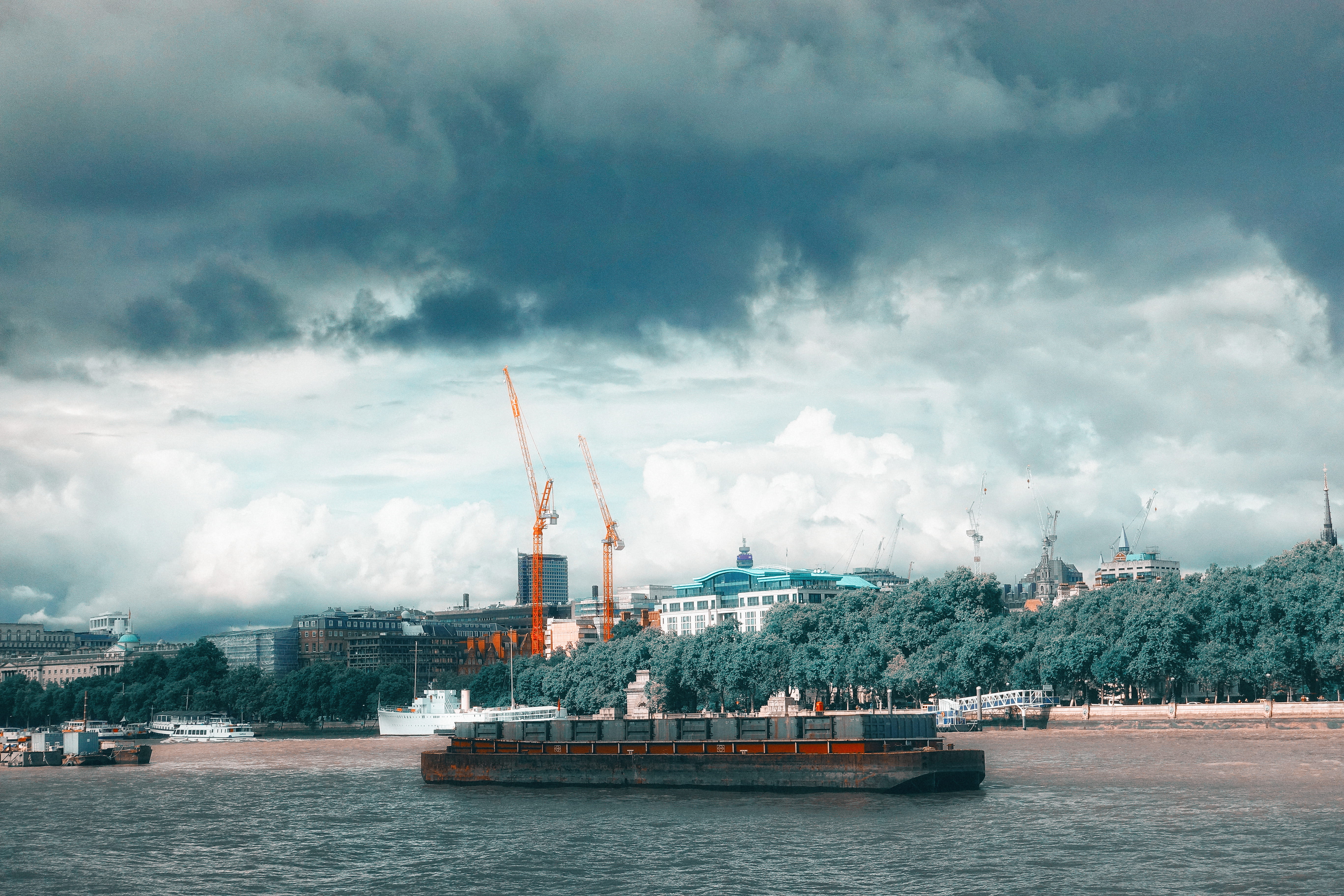 football, nature, built structure, construction, trees, cloud - sky, industry, waterfront, transportation, crane - construction machinery, outdoors, united kingdom, HD Wallpaper