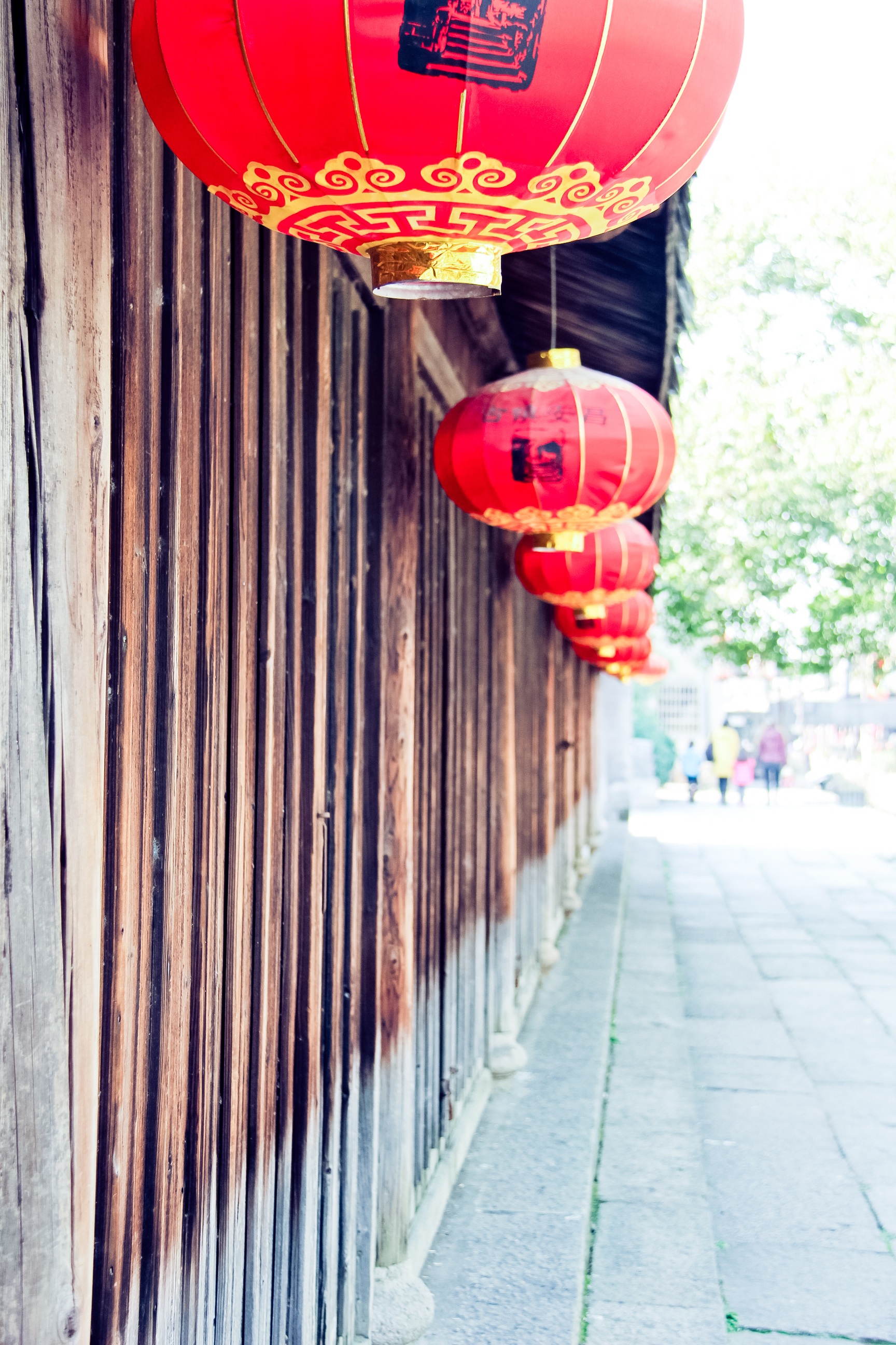paper lantern, balloon, lantern, architecture, chinese lantern, day, built structure, celebration, decoration, lanterns, jiangnan, 2K, footpath, no people, Phone HD Wallpaper