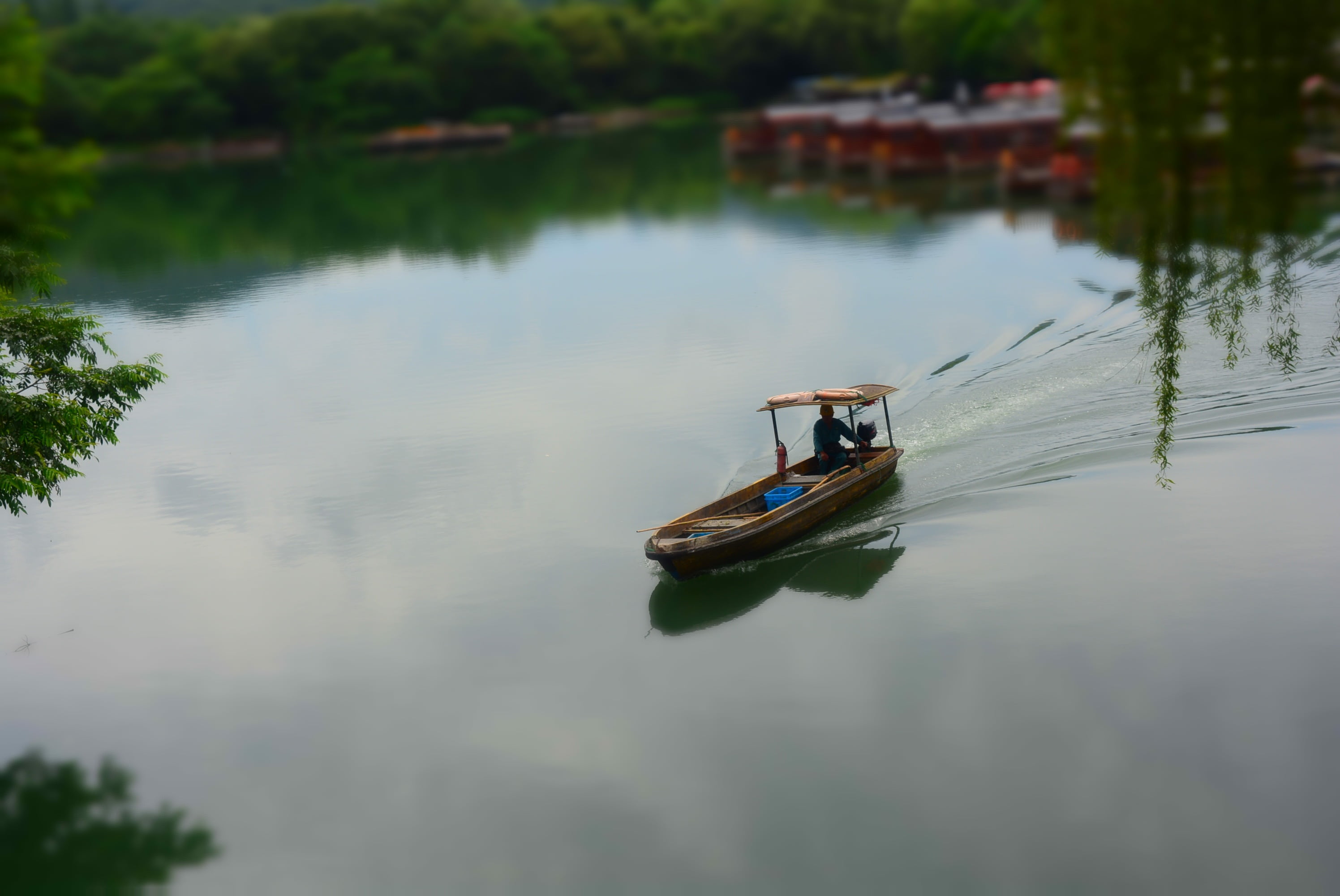 nature, water, moored, plant, the scenery, nautical vessel, transportation, travel, 2K, sail, reflection, outdoors, high angle view, men, mode of transportation, HD Wallpaper