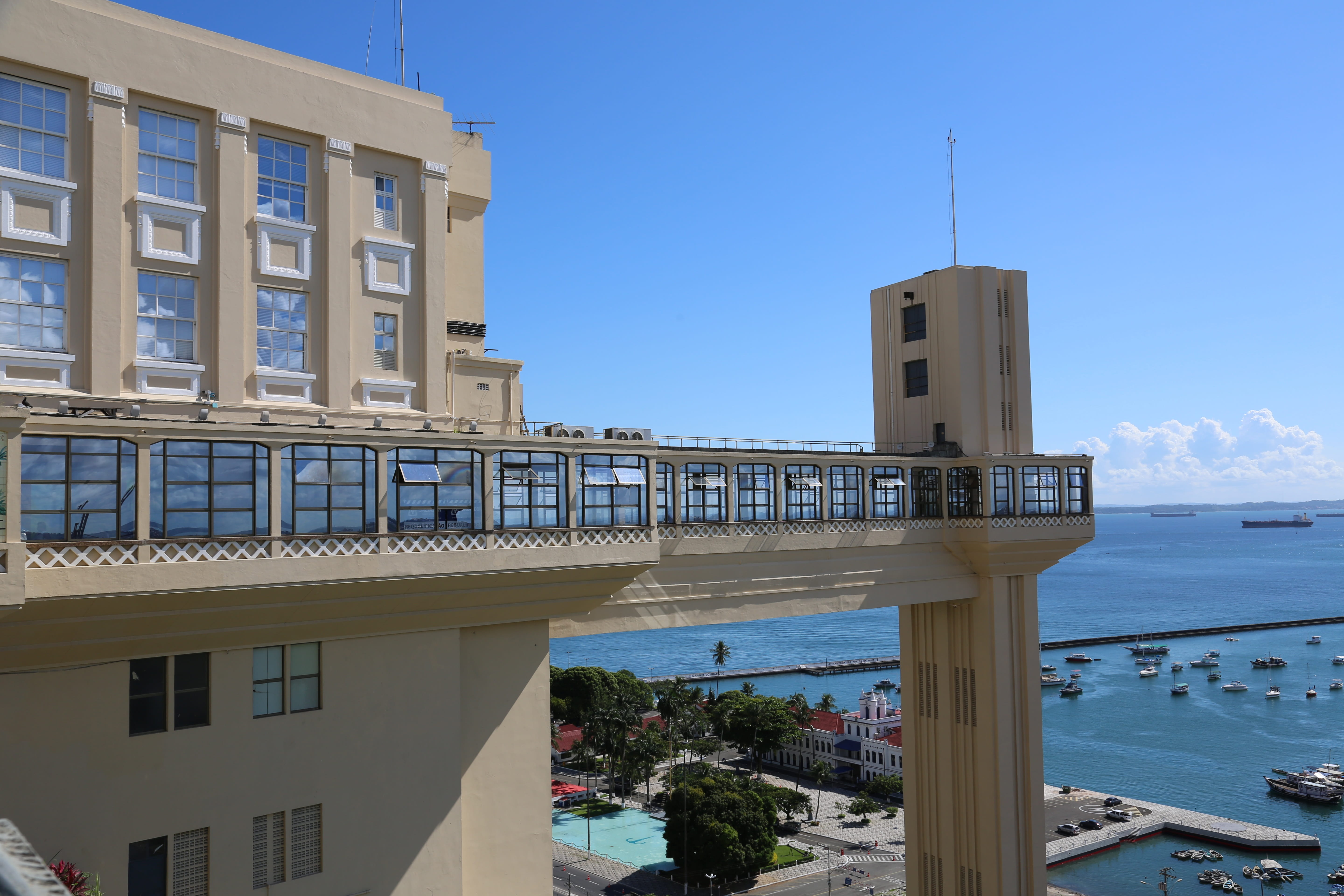 beira mar, sol, sky, city, architecture And Buildings, postcard, bridge, beach, salvador, water, 5K, Lacerda, Bahia, concrete, reflection, lift lacerda, HD Wallpaper