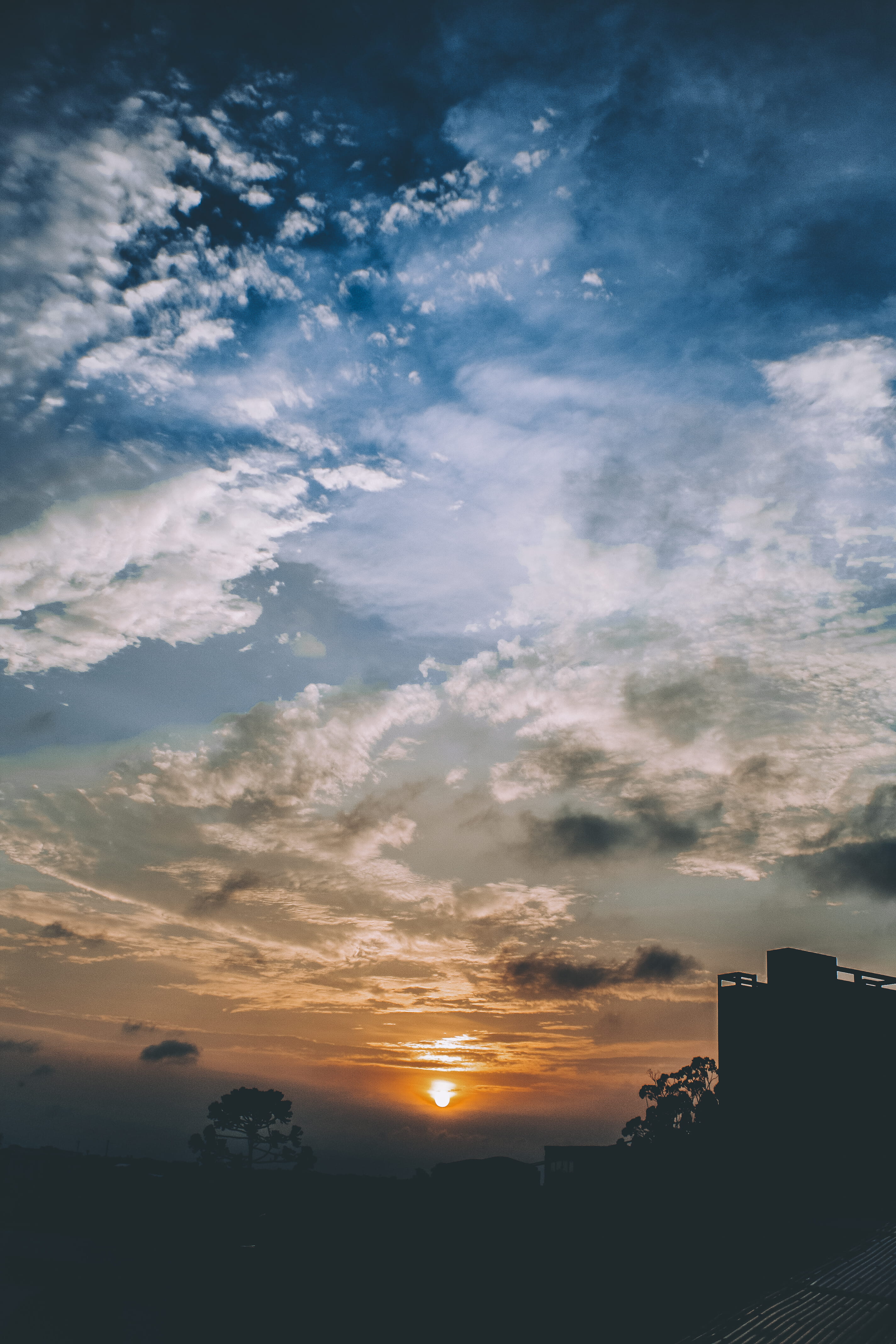 nascer do sol, brazil, sun, silhouette, nature, outdoors, building exterior, environment, orange color, city, tranquility, sunset, building, sunlight, jardim pedreira, Phone HD Wallpaper