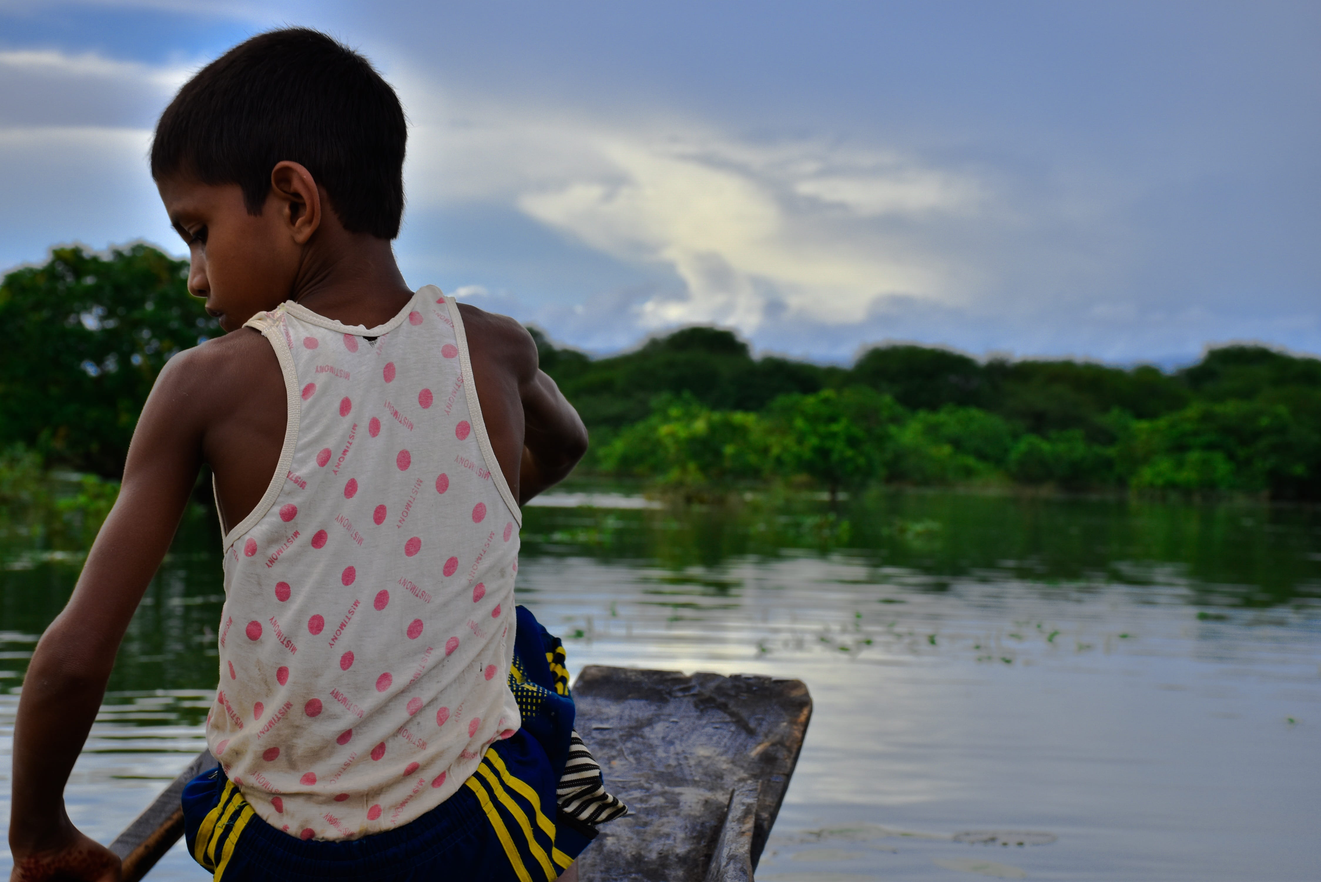 sylhet, tree, transportation, lake, males, childhood, men, nature, ratargul, one person, child, boys, boat, fishing, natural, outdoors, cloud - sky, three quarter length, HD Wallpaper
