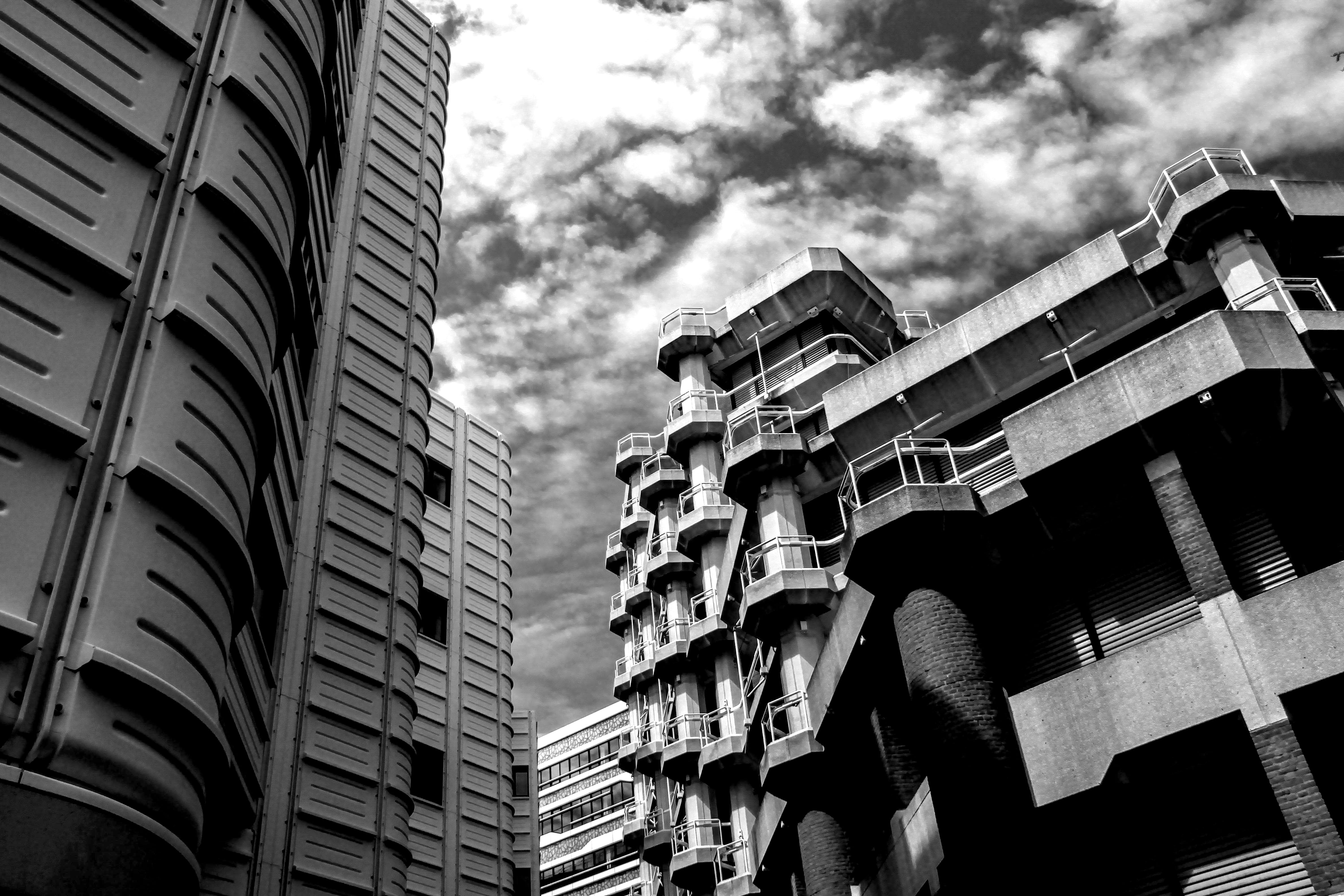 the hague, day, modern, outdoors, cloud - sky, office, window, 4K, city, apartment, architecture, skyscraper, no people, black And White, nature, built Structure, HD Wallpaper
