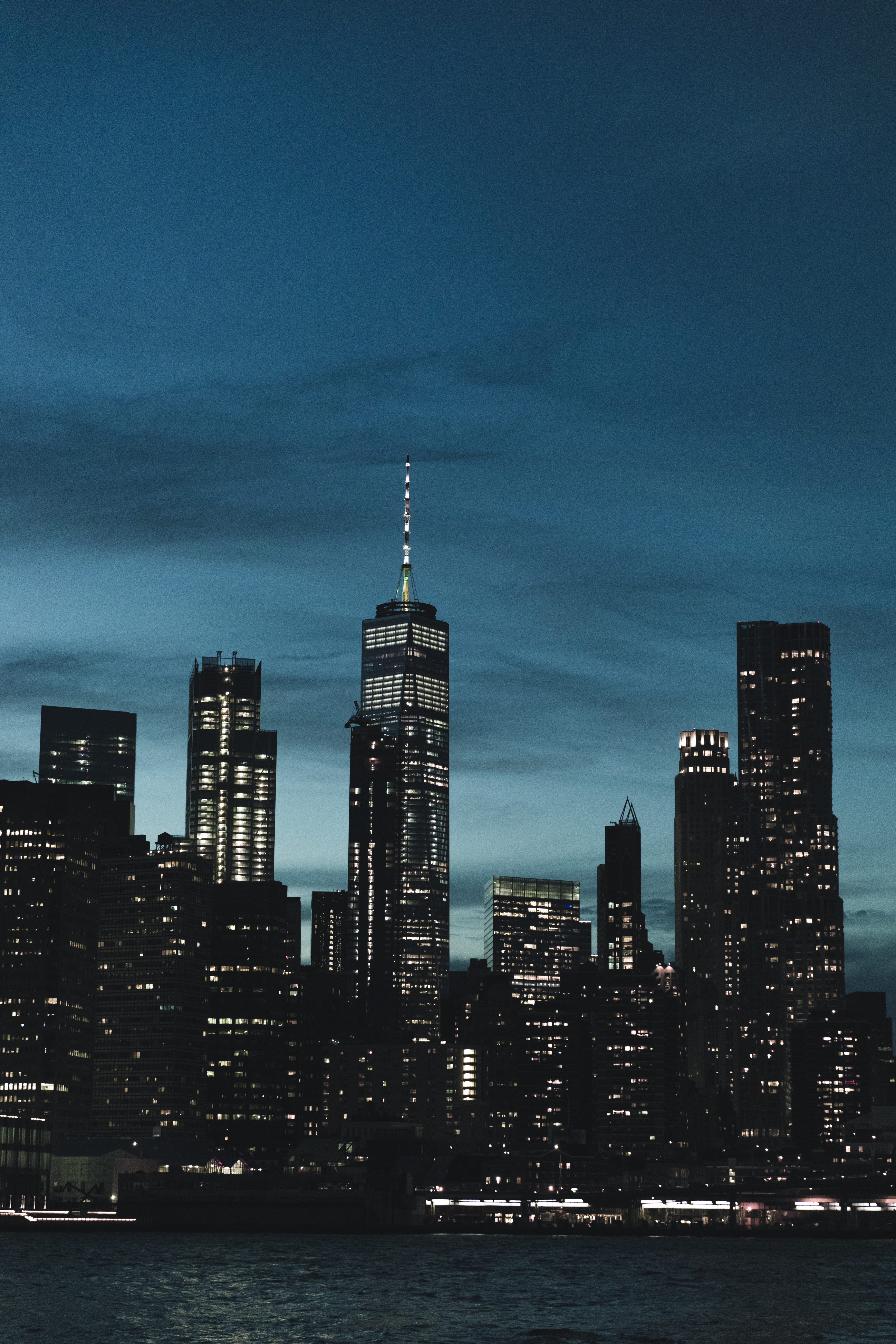 architecture, waterfront, nighttime, modern, outdoors, building, dusk, skyline, office building exterior, tall - high, building exterior, built structure, Phone HD Wallpaper