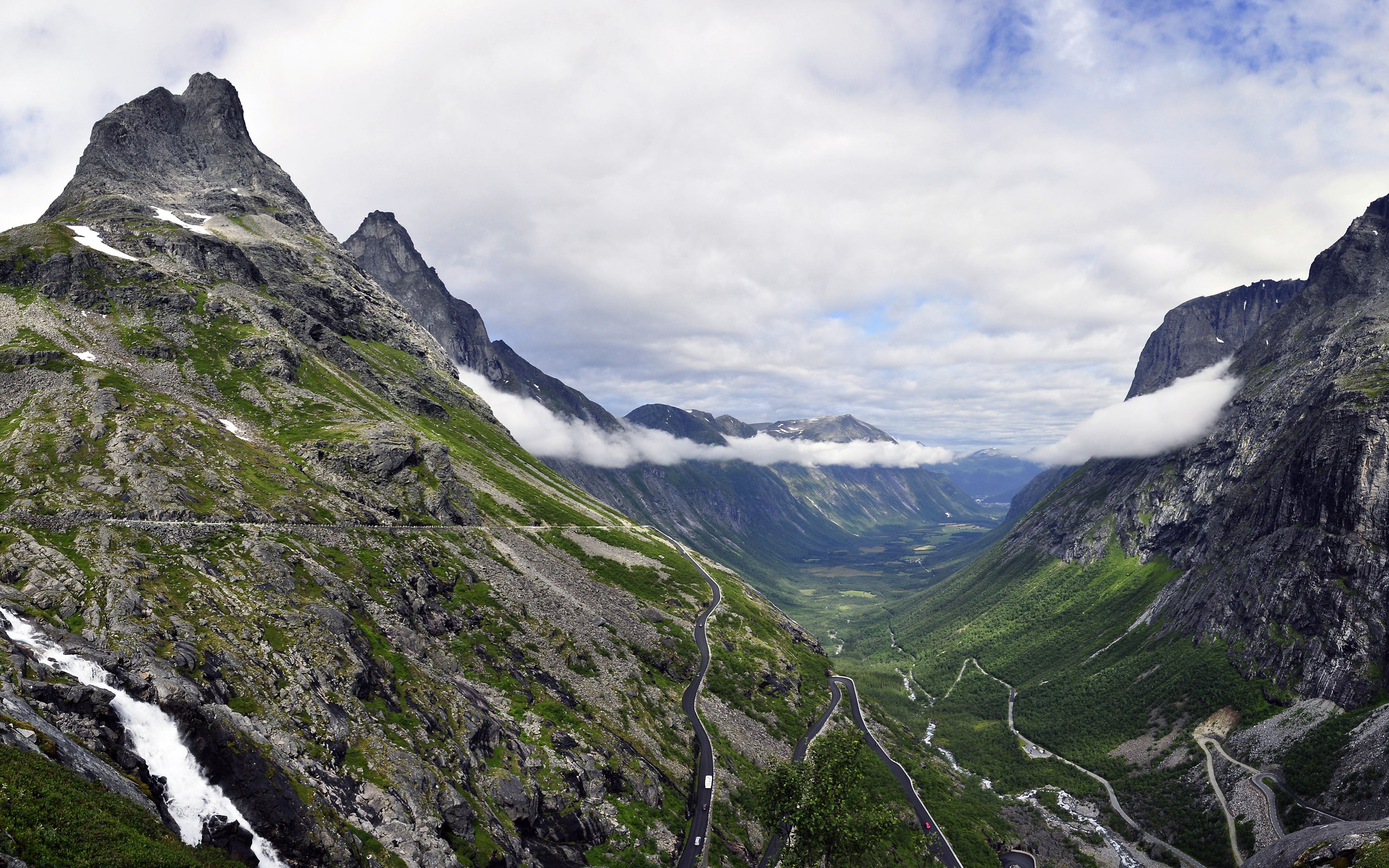 formation, no people, outdoors, norway, trollstigen, tranquil scene, mountain peak, beauty in nature, clouds, land, 4K, mountains, high, mountain range, HD Wallpaper
