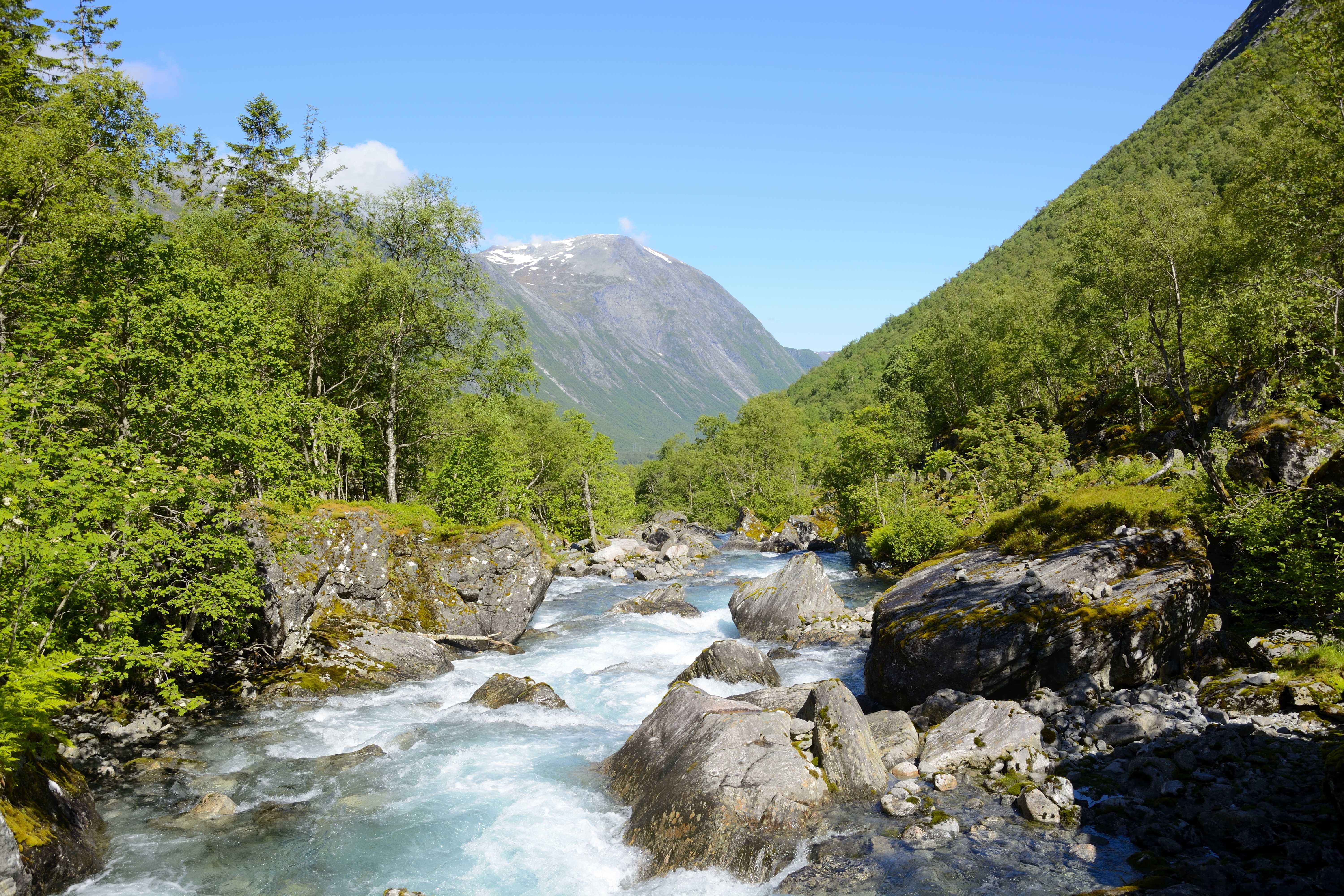 water, solid, river, non-urban scene, rock, scenics - nature, norway, beauty in nature, nature, 5K, stream - flowing water, sky, tranquility, tree, outdoors, HD Wallpaper