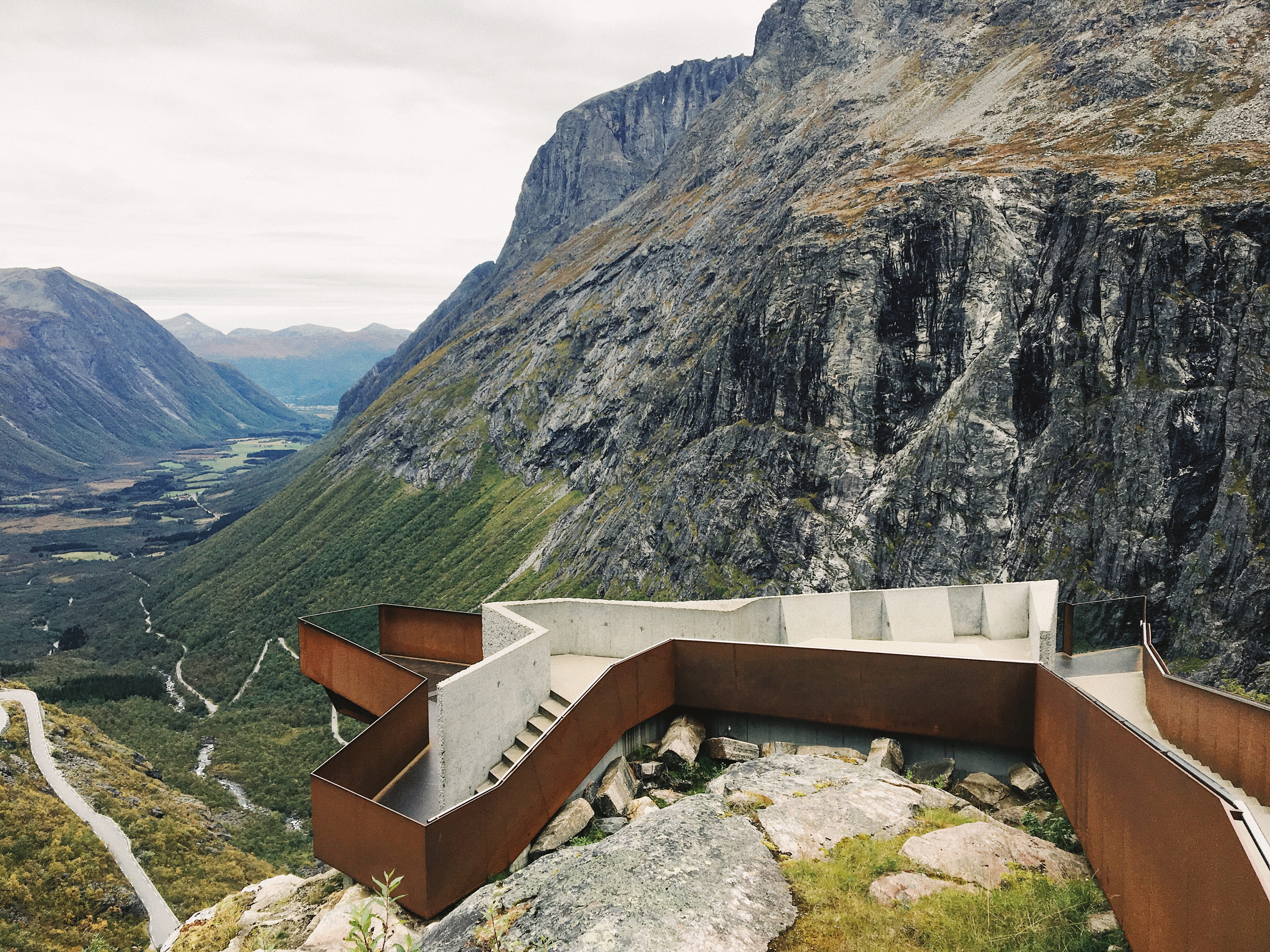 crest, trollstigen, 4K, grey, beauty in nature, countryside, near, bush, landscape, architecture, white, solid, outdoors, day, norway, nature, tranquil scene, HD Wallpaper