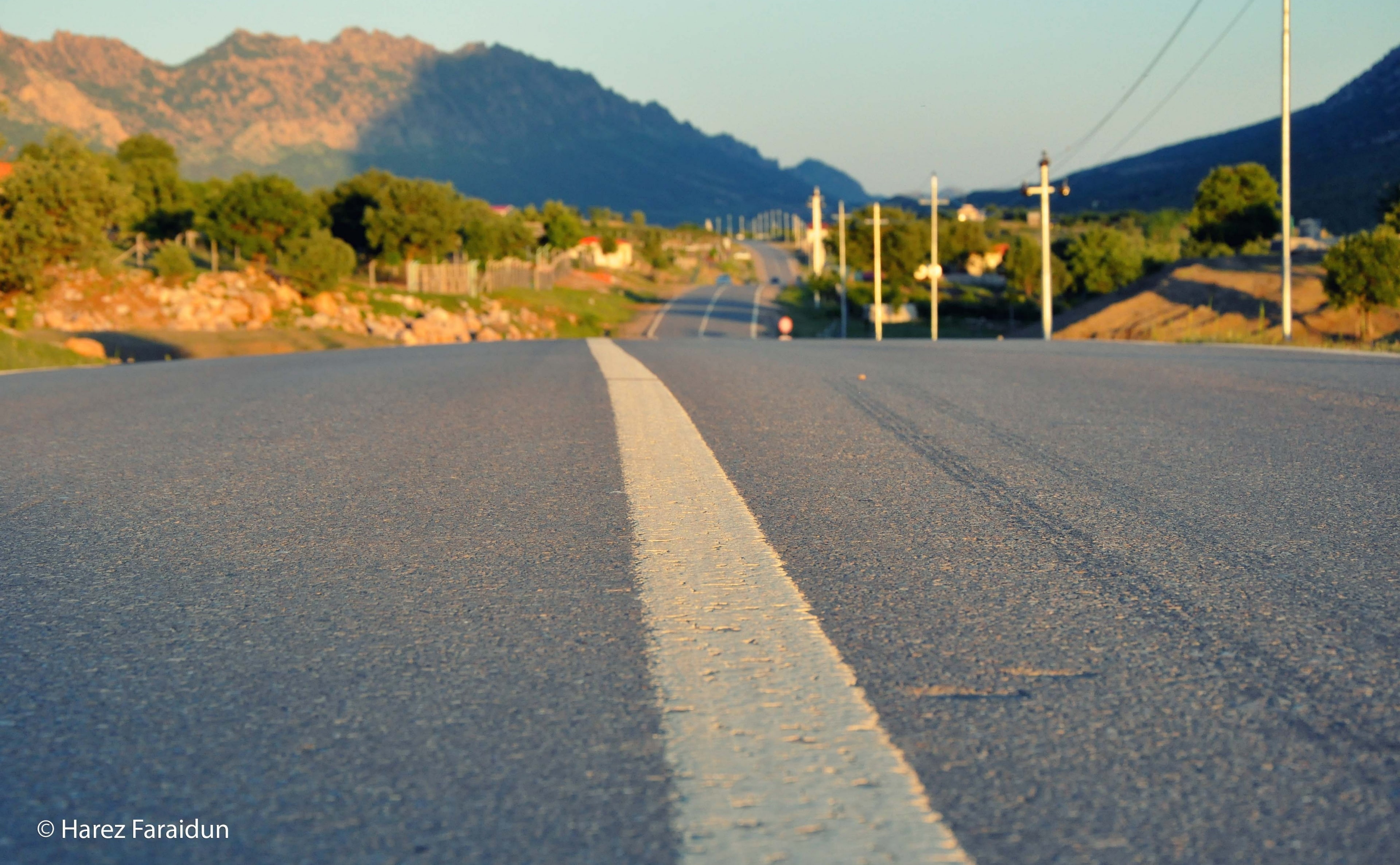 road, road marking, direction, marking, diminishing perspective, dividing line, outdoors, sky, mountain range, transportation, kurdistan, the way forward, HD Wallpaper
