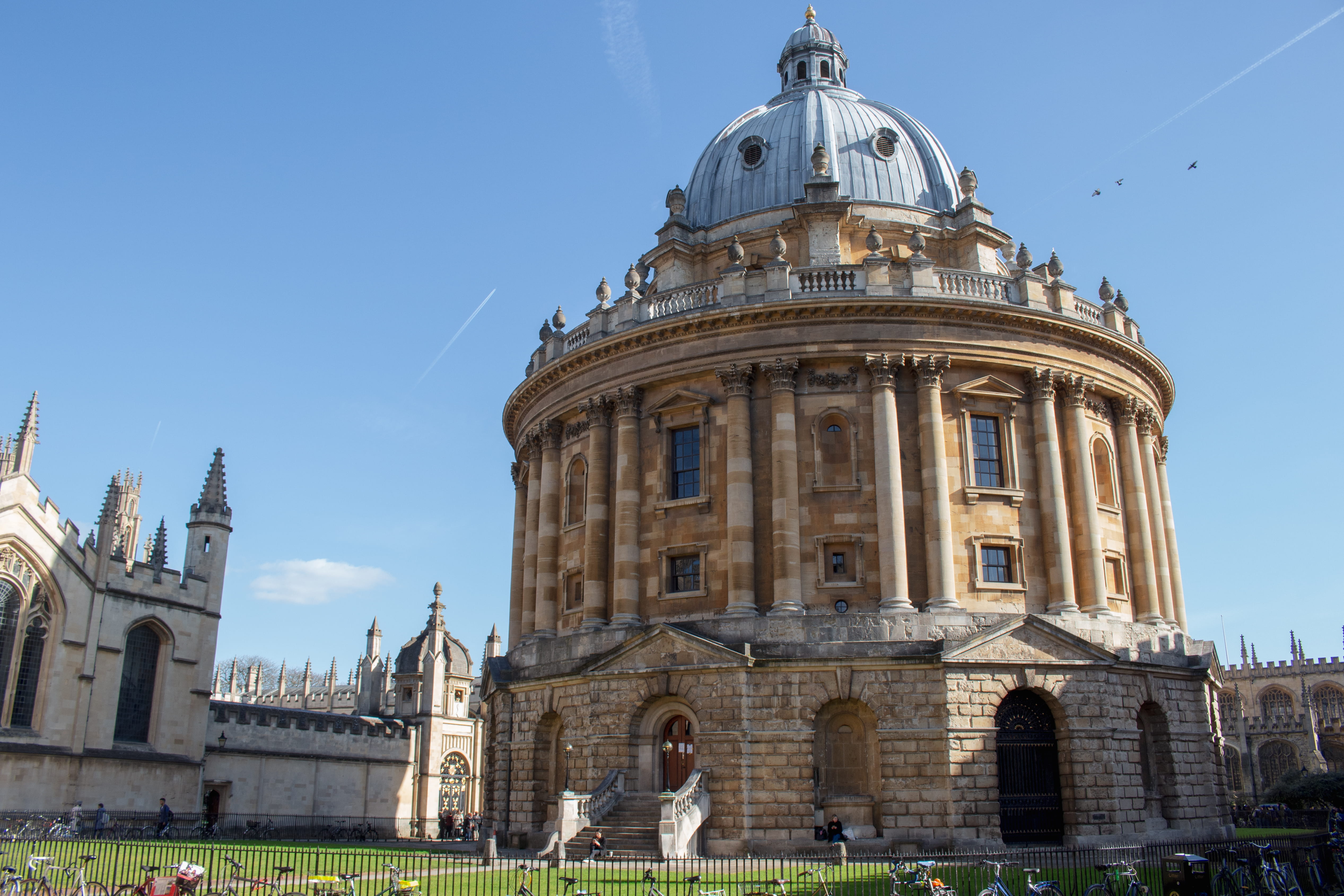 building exterior, travel destinations, person, united kingdom, urban, metropolis, birds, no people, place of worship, library, city, oxford, outdoors, HD Wallpaper