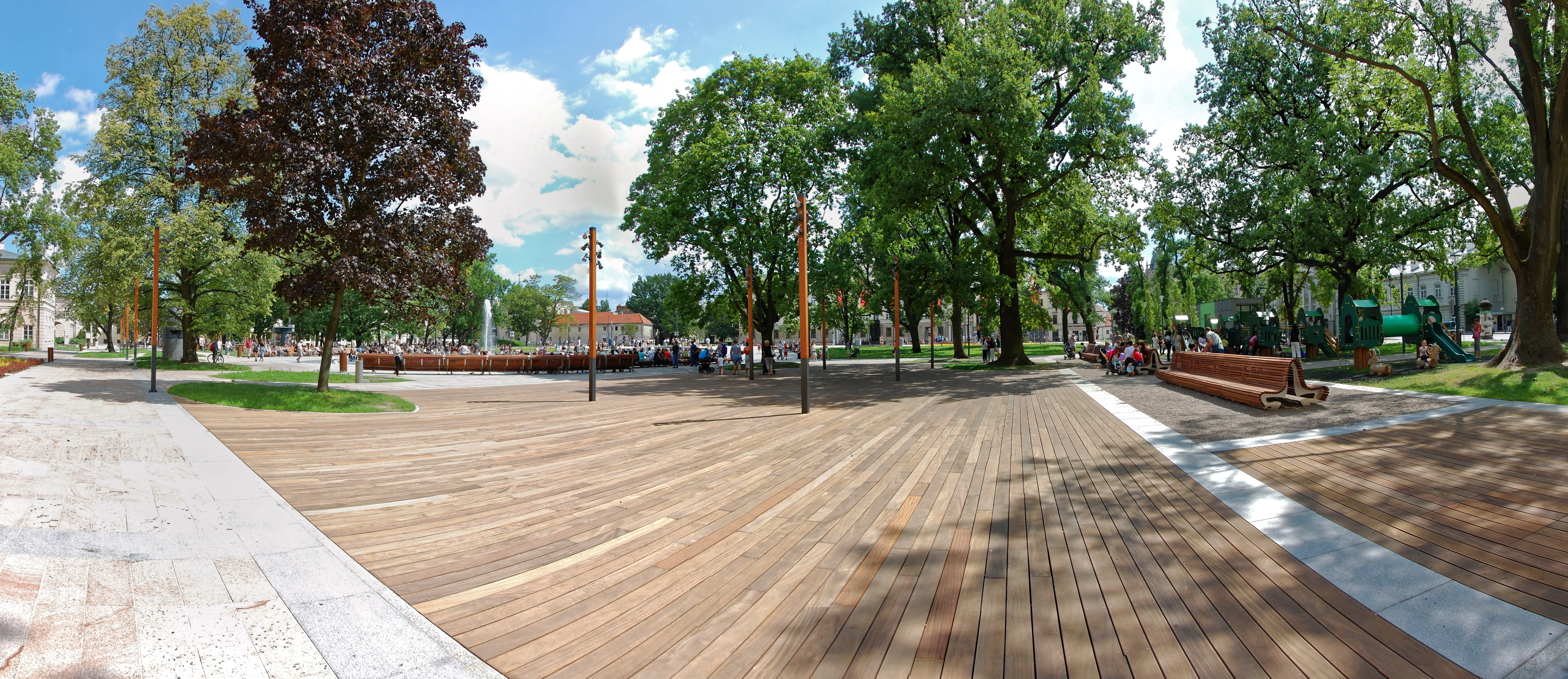 4K, city, architecture, nature, sunlight, outdoors, plant, tree, park - man made space, transportation, park, incidental people, day, footpath, Lublin, HD Wallpaper