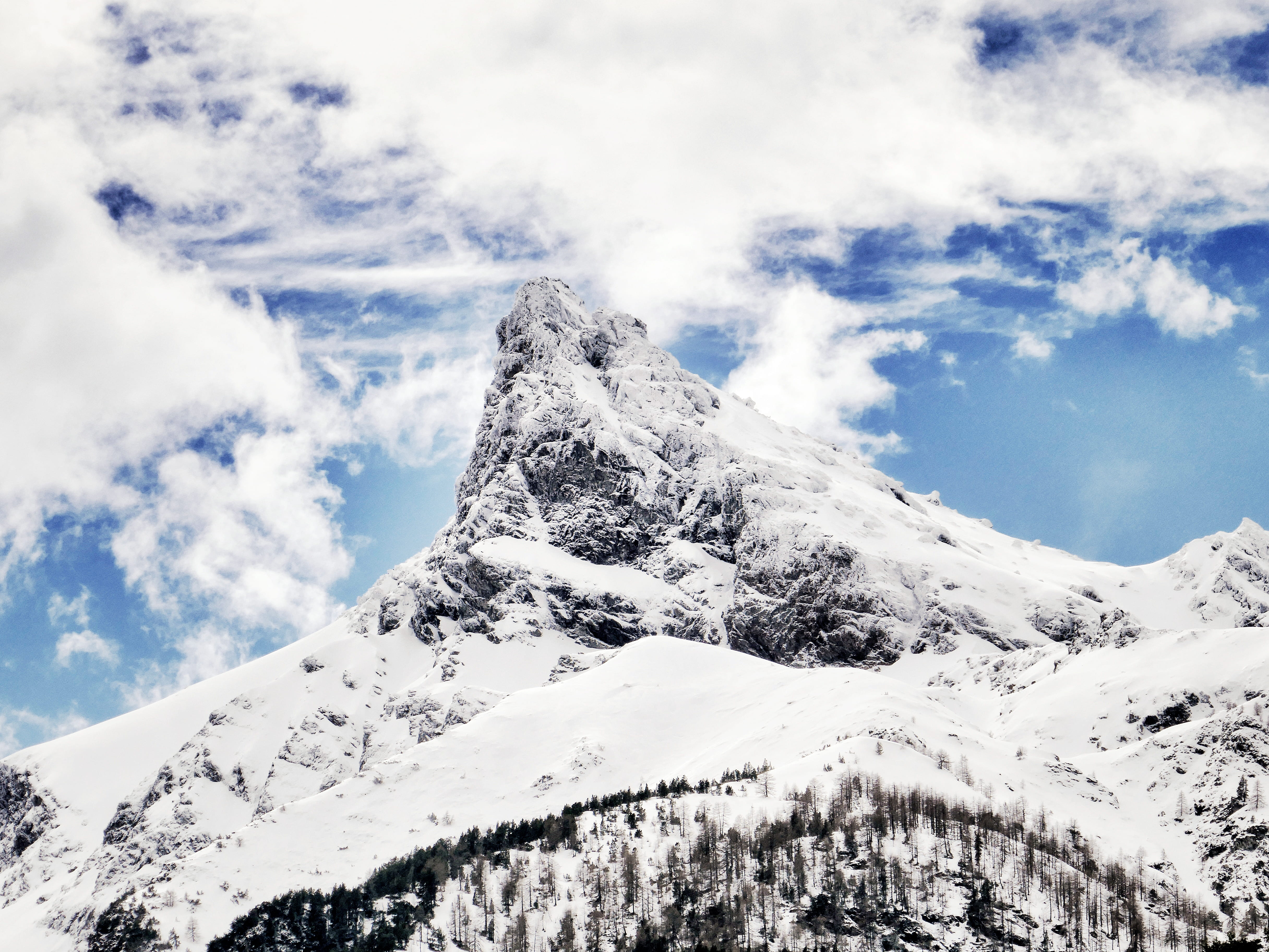 ice, tree, mountain, tranquility, snowcapped mountain, white color, 4K, environment, glacier, italy, aosta valley, mountain range, plant, mountain peak, HD Wallpaper