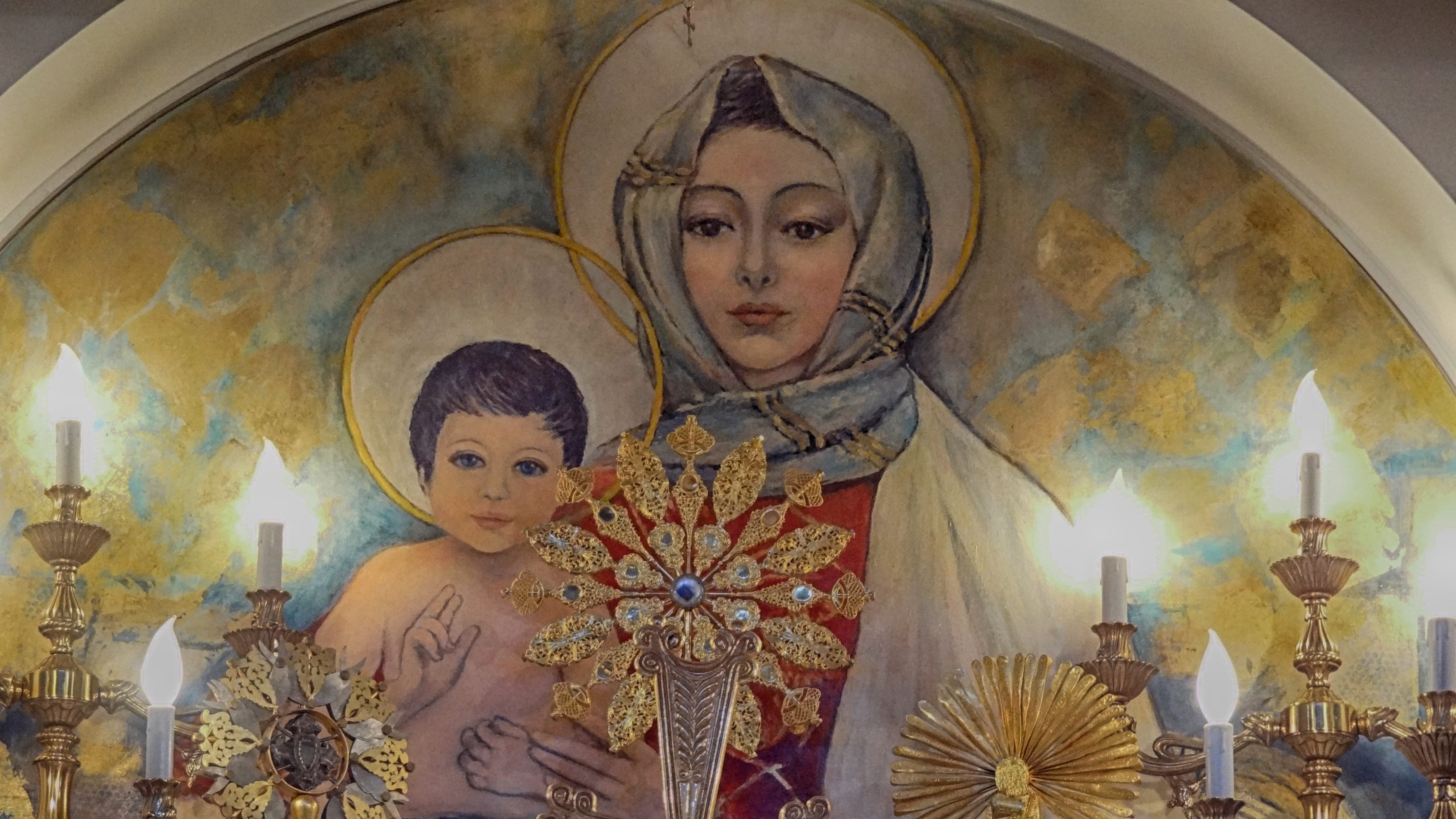 female likeness, no people, religion, angel, jesus, architecture, art and craft, statue, sacred, church, mural, st mary, indoors, place of worship, male likeness, HD Wallpaper
