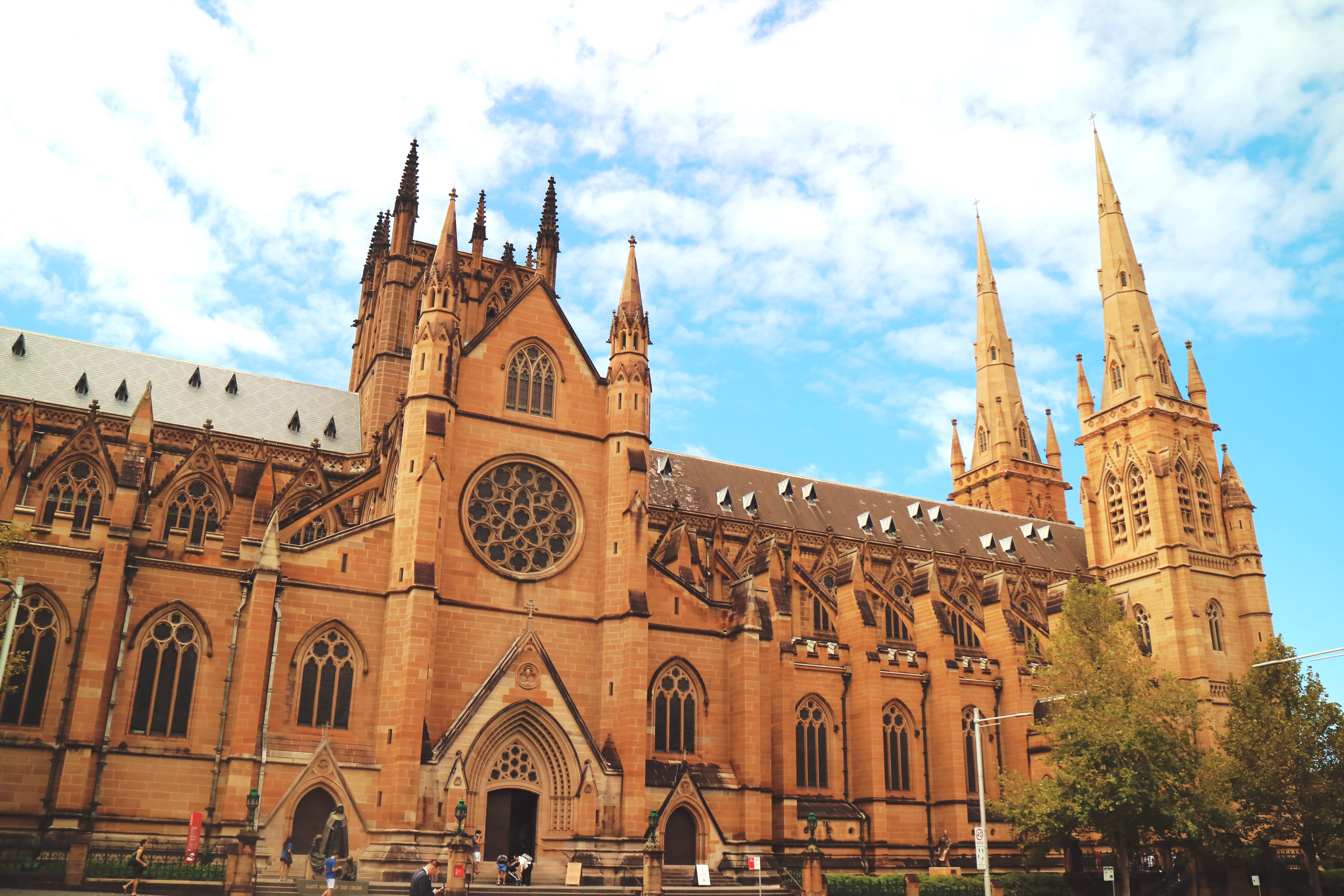 building exterior, place of worship, spirituality, nature, travel, ornate, sky, church, blue, building, arch, exterior, built structure, australia, st marys cathedral, HD Wallpaper