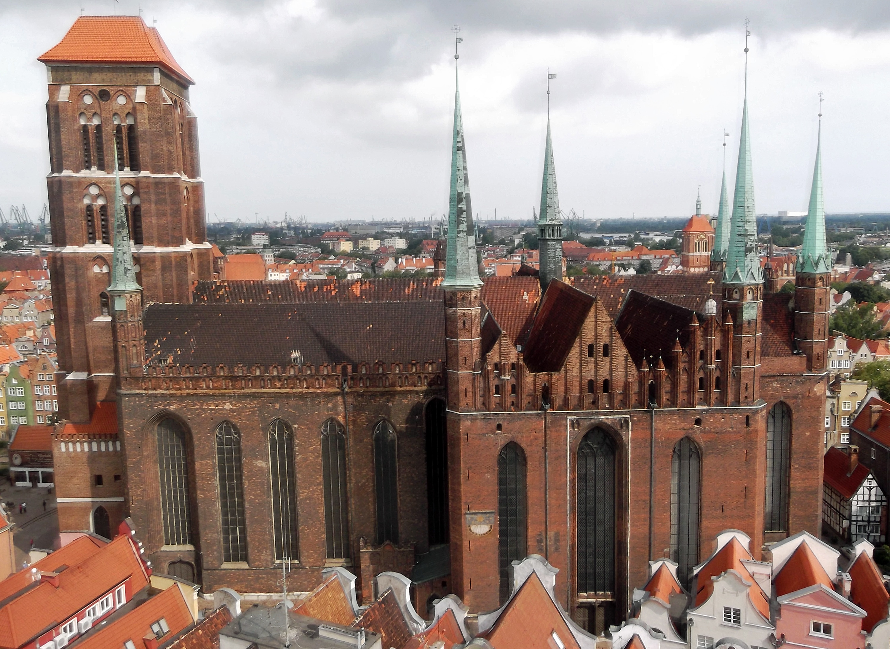 high angle view, city, the past, gdańsk, architecture, building exterior, townscape, place of worship, residential district, travel destinations, outdoors, HD Wallpaper