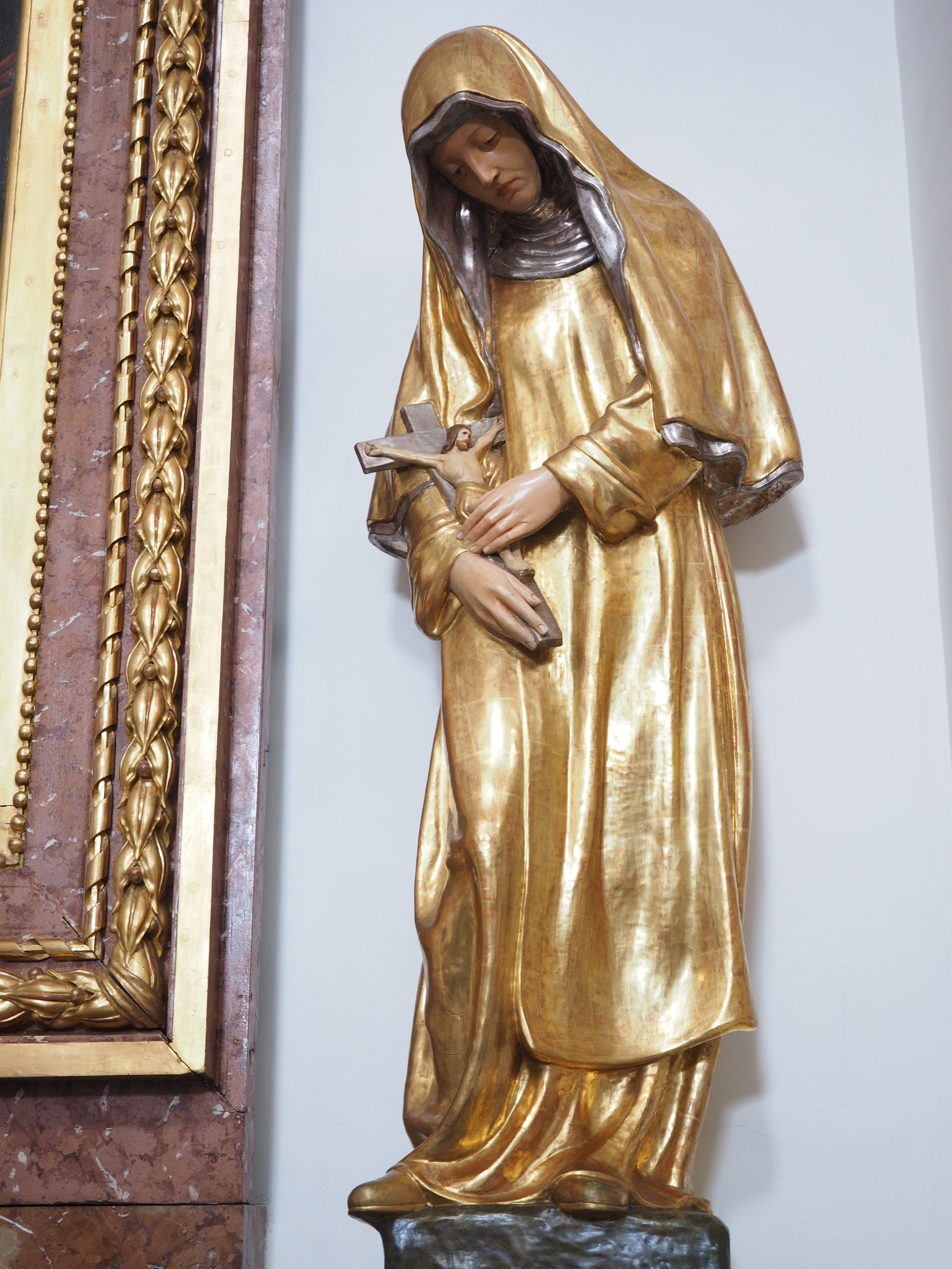 building, jesus, st -ursen cathedral, indoors, gold colored, cathedral, solothurn, sculpture, maria, female likeness, church, roman catholic diocese of basel, Phone HD Wallpaper