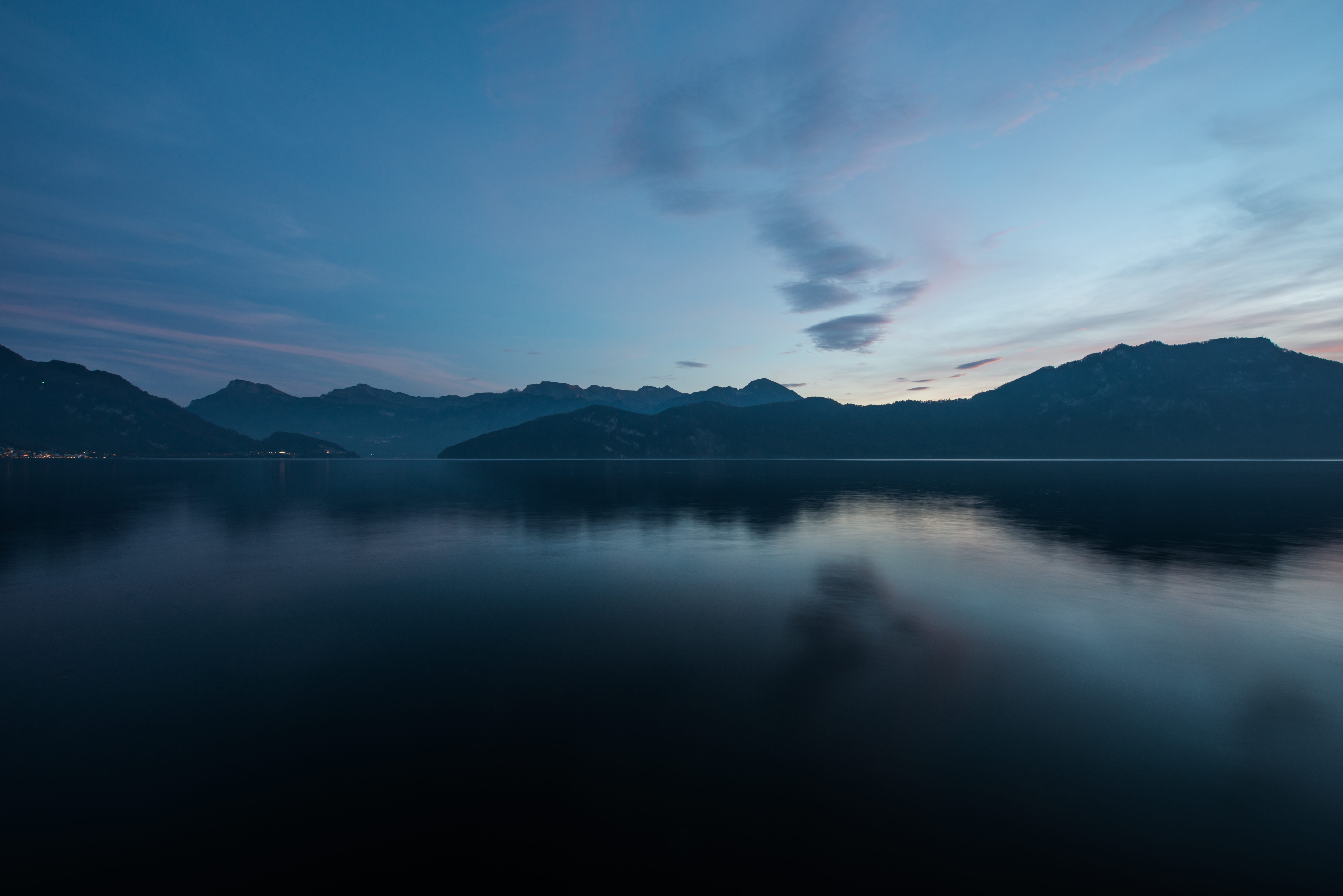 no people, idyllic, nature, sky, montagnes, cloud - sky, peaceful, switzerland, weggis, remote, light, sunset, 5K, reflection, lake, water, lucern, soft, HD Wallpaper