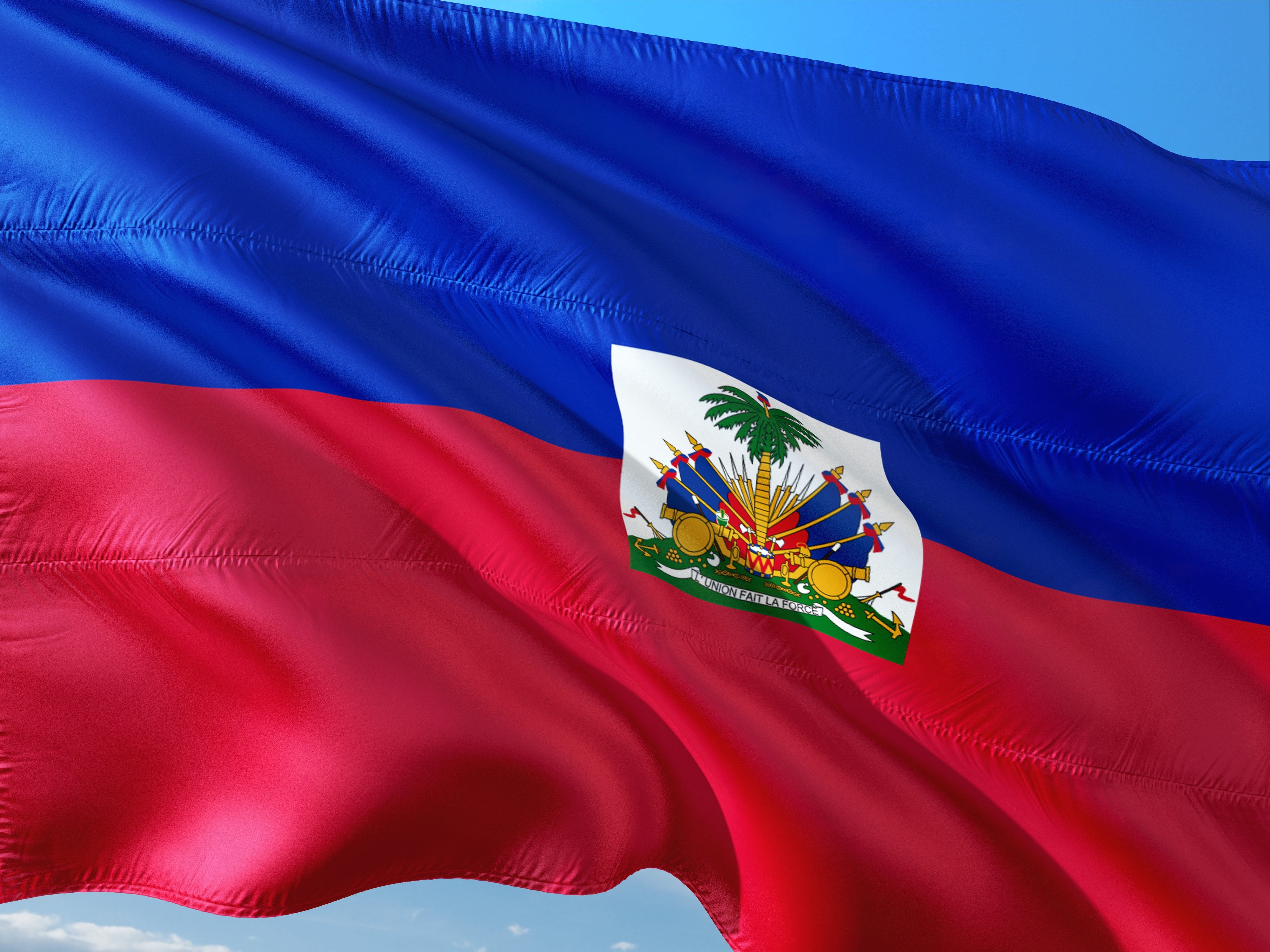 flag, studio shot, haiti, caribbean, 4K, patriotism, international, blue, single object, nature, day, outdoors, waving, sky, textile, leaf, wind, red, HD Wallpaper