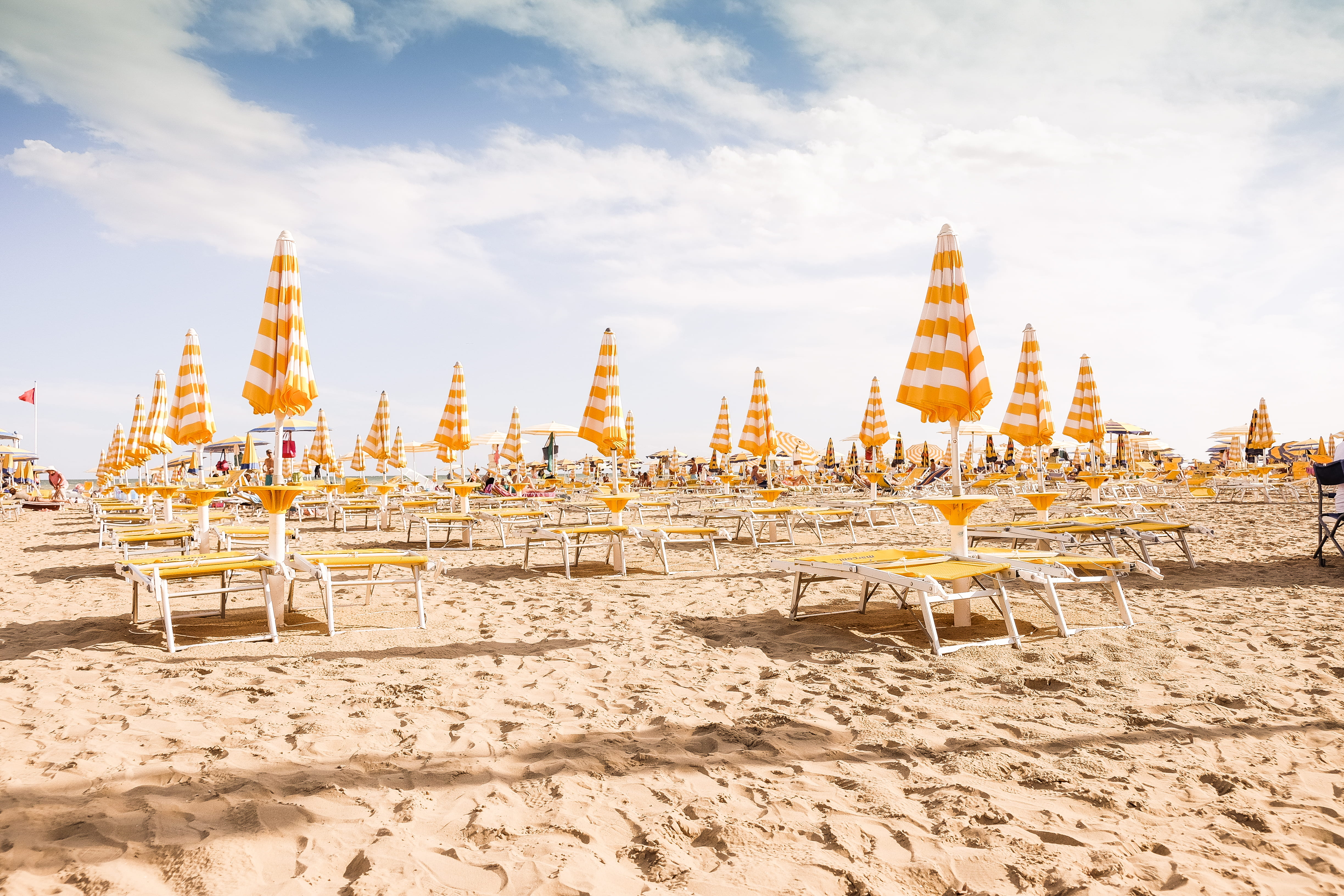 clouds, building, built structure, summer, stripes, outdoors, travel, vibes, belief, striped, parasol, spirituality, yellow, sky, italy, sunshade, land, HD Wallpaper