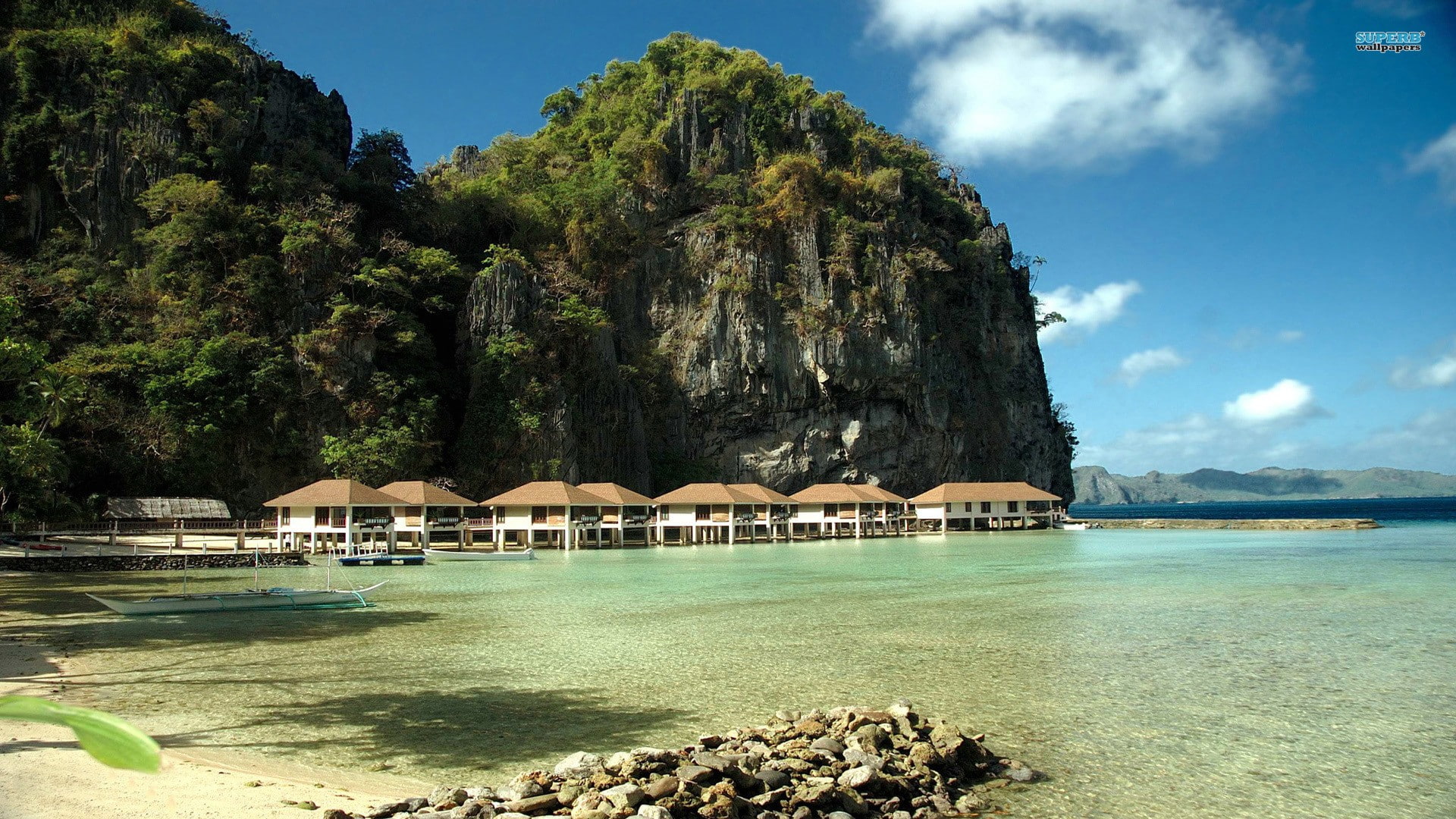 1080P, ocean, tropical, hotel, hut, nature, resort, hd, beach, HD Wallpaper