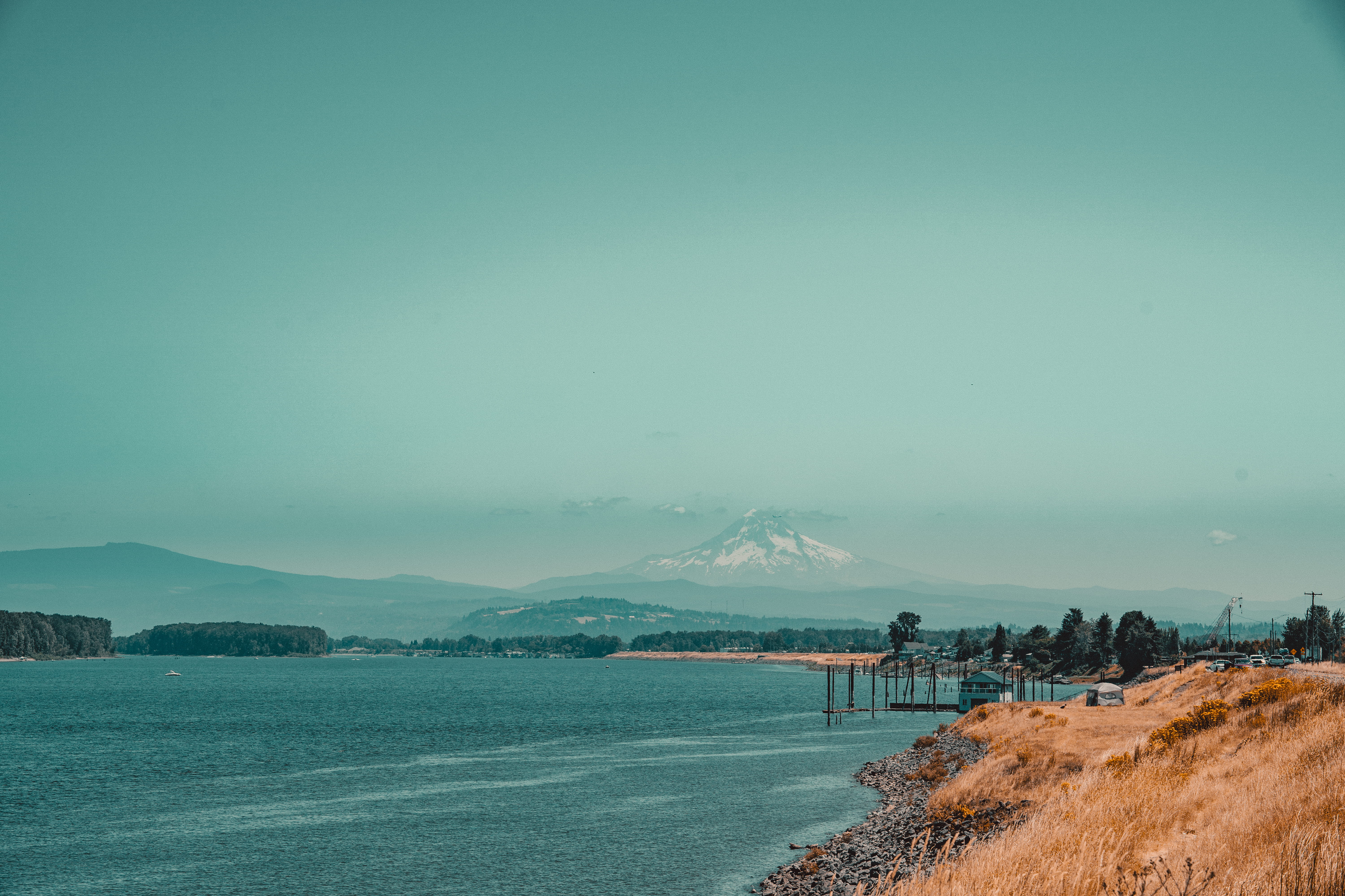 blue, tranquil scene, copy space, outdoors, mountain range, no people, 5K, pacific, mountain, wildlife, waterfront, pacific northwest, day, land, beauty in nature, HD Wallpaper