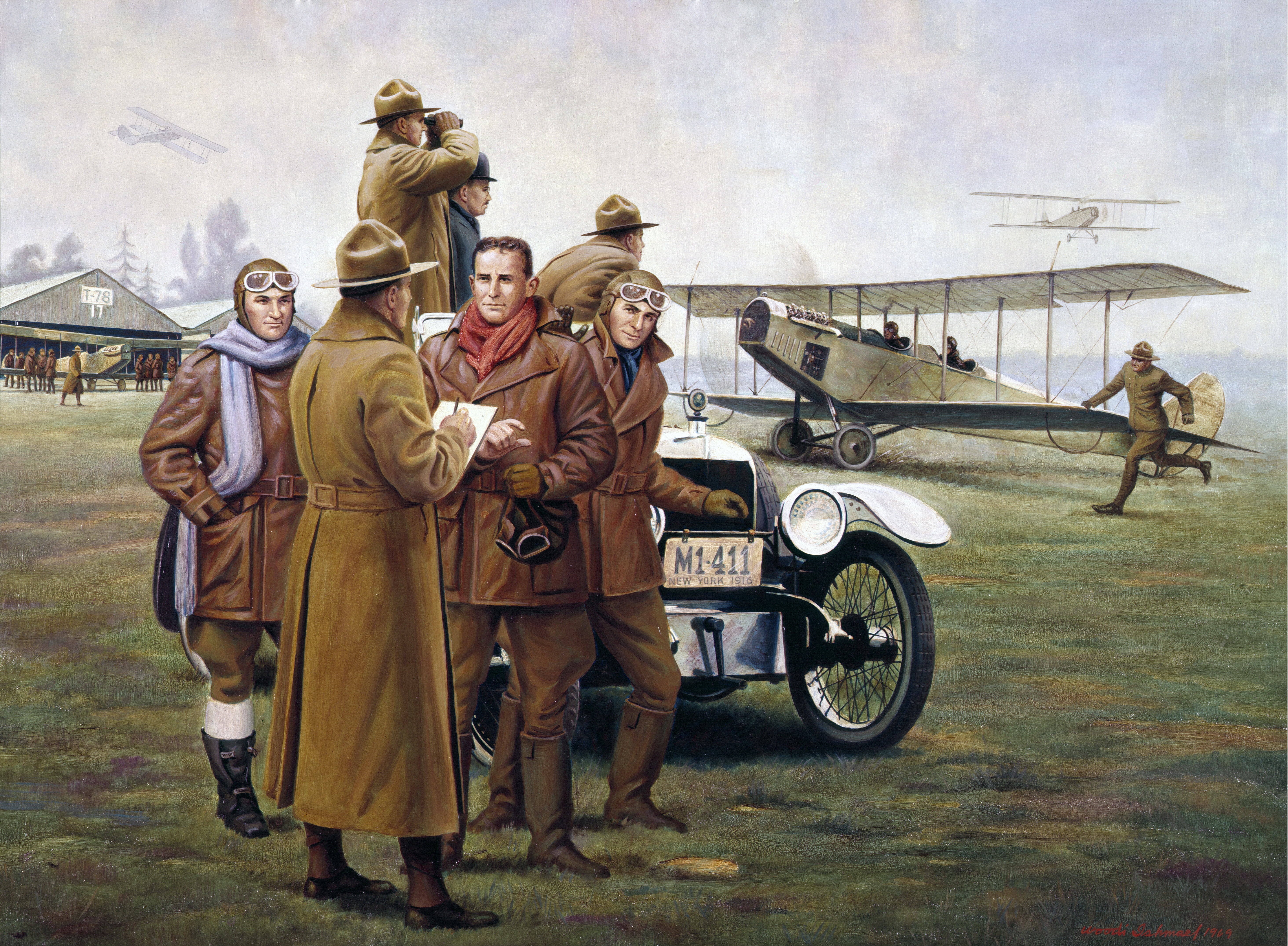 art, Curtiss JN-4 " Jenny", the airfield, training aircraft, figure, 19 Nov 1916, car, New York, mechanics, 5K, pilots, hangar, HD Wallpaper
