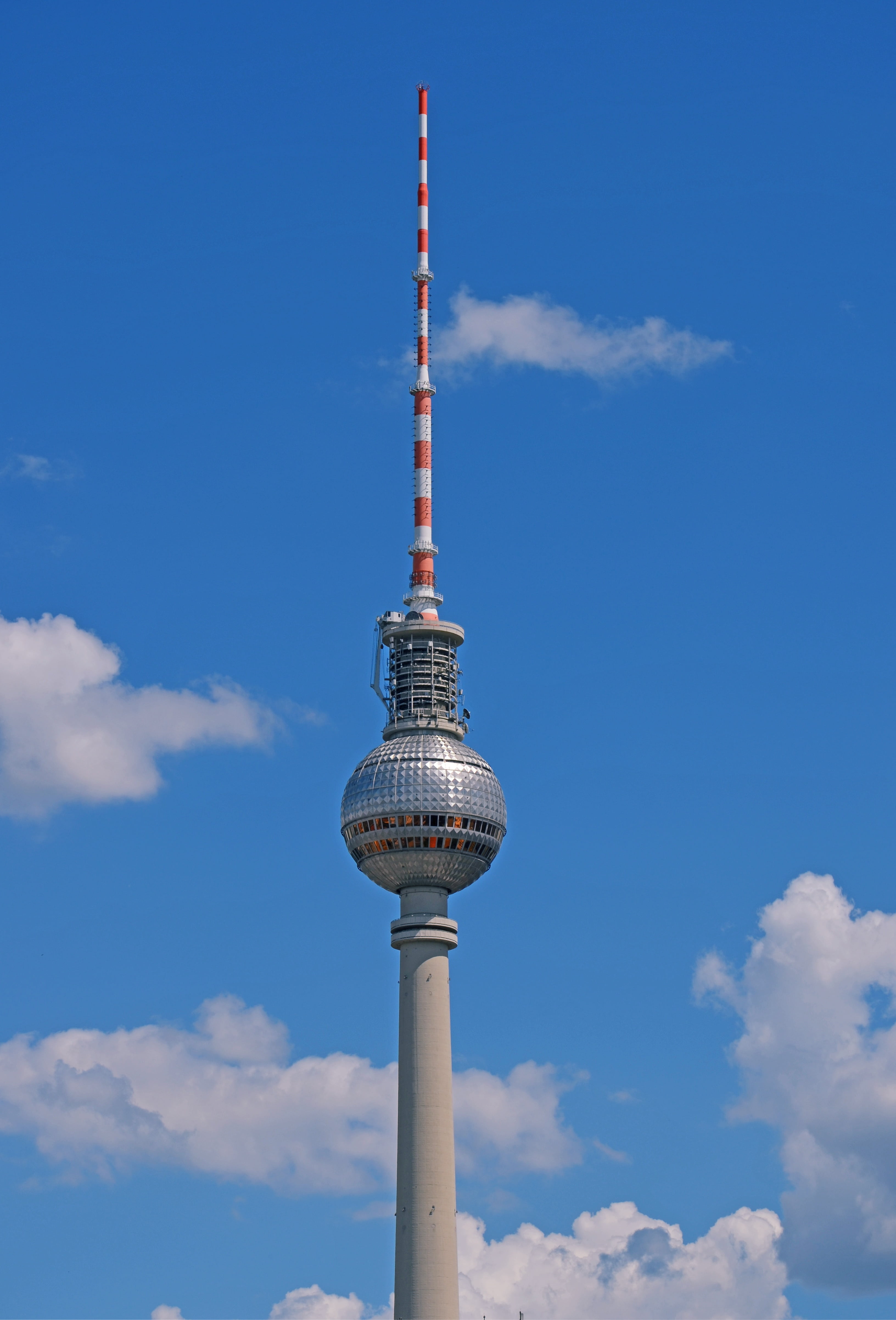 office building exterior, technology, day, blue, spire, sphere, building, built structure, places of interest, city, communication, sky, berlin, skyscraper, Phone HD Wallpaper