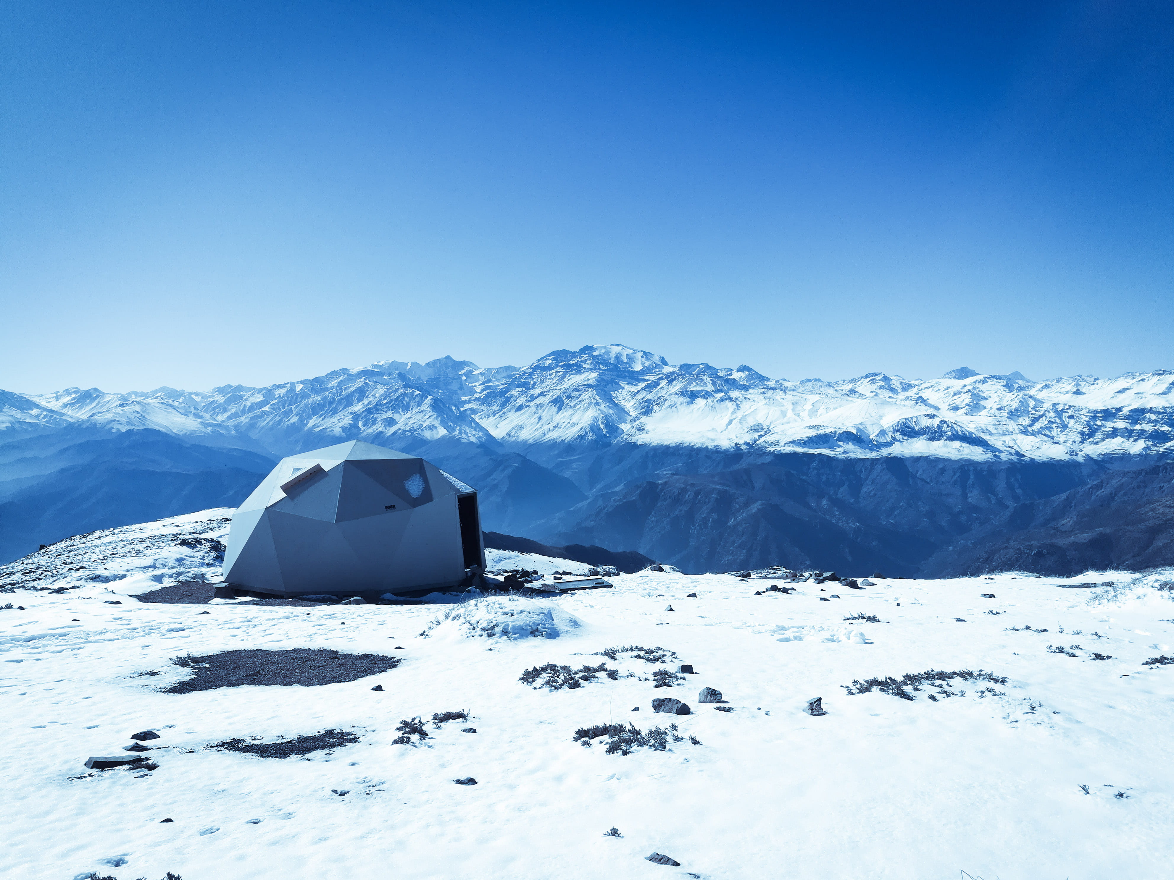 snow, beauty in nature, clear sky, blue, frozen, scenics - nature, capped, snowcapped mountain, extreme weather, environment, tent, cold temperature, tranquil scene, HD Wallpaper