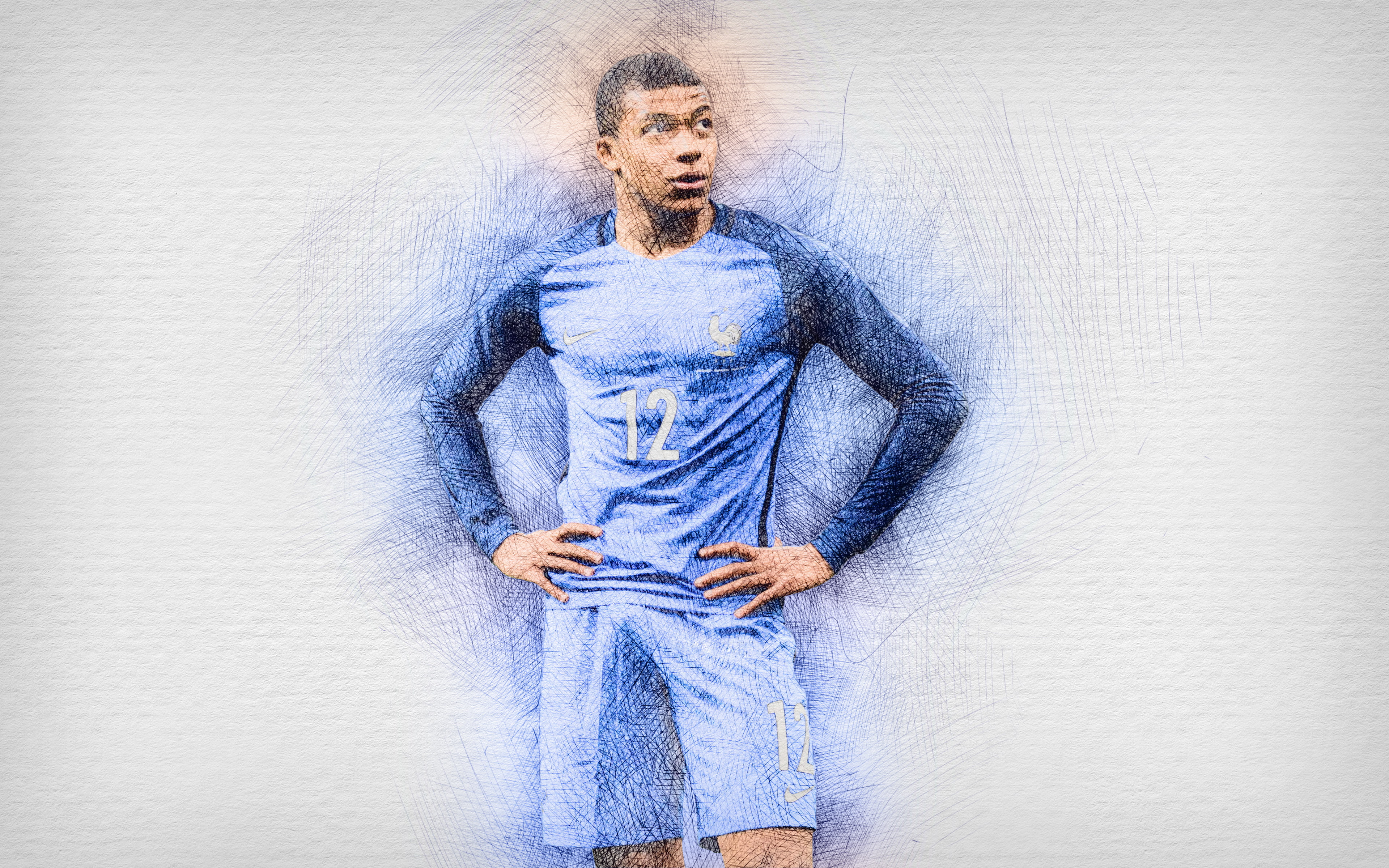 Soccer, 4K, French, Kylian Mbappé, HD Wallpaper