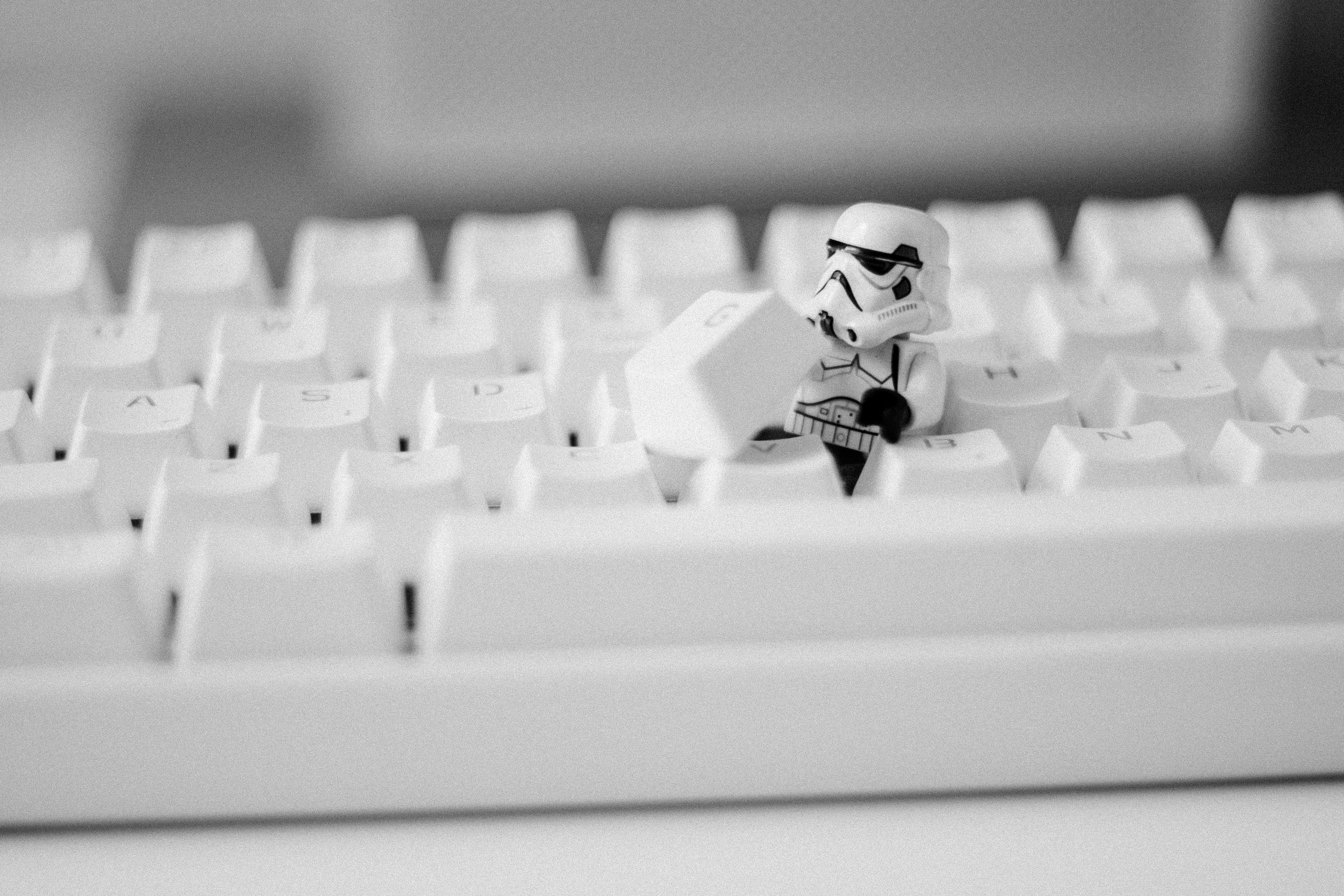 indoors, figurine, star, creativity, stormtrooper, wars, key, representation, large group of objects, food and drink, table, communication, close-up, keyboard, HD Wallpaper