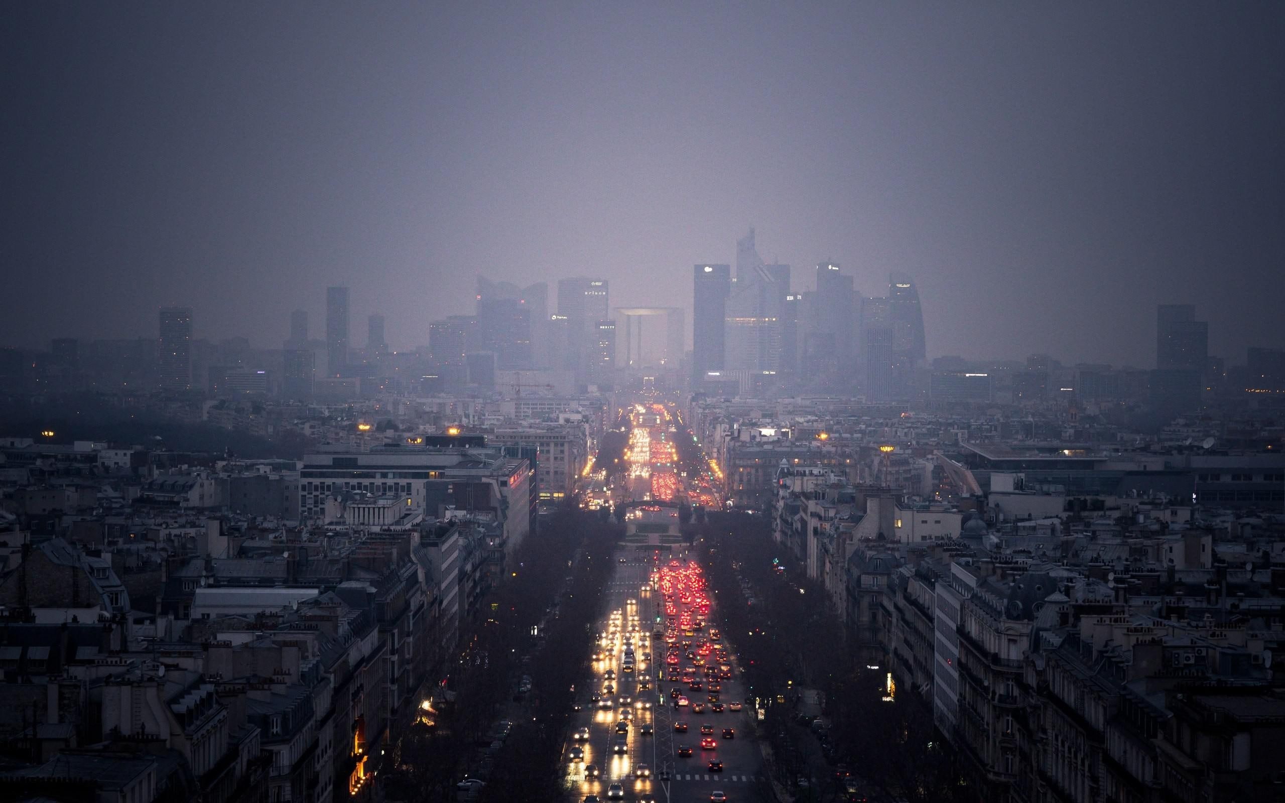 view, foggy, europe, 2K, france, paris, night, high, parisian, world, rise, buildings, 2560x1600, photo, street, HD Wallpaper